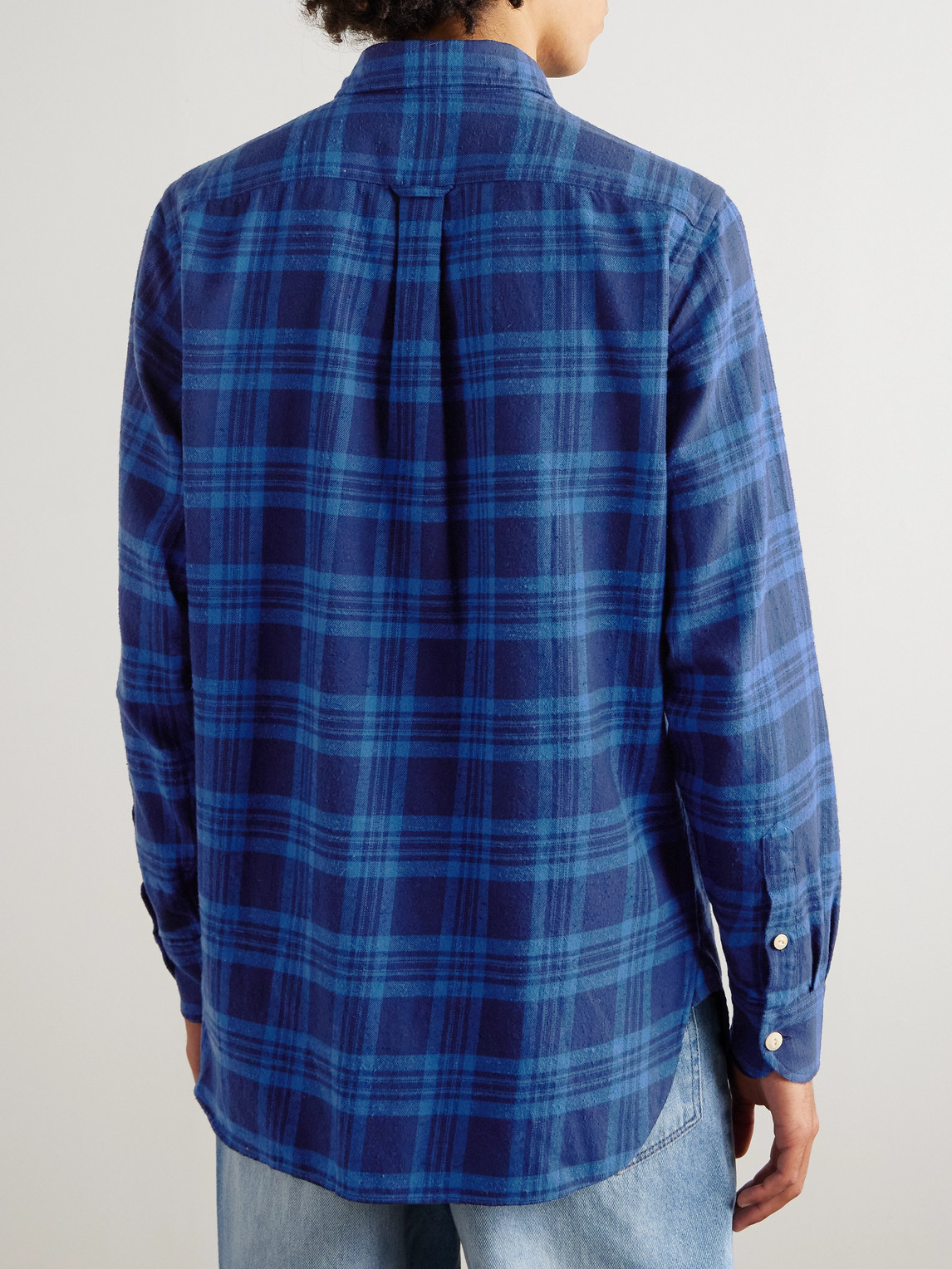  Drake's - Checked Cotton-flannel Shirt - Men - Blue - M 