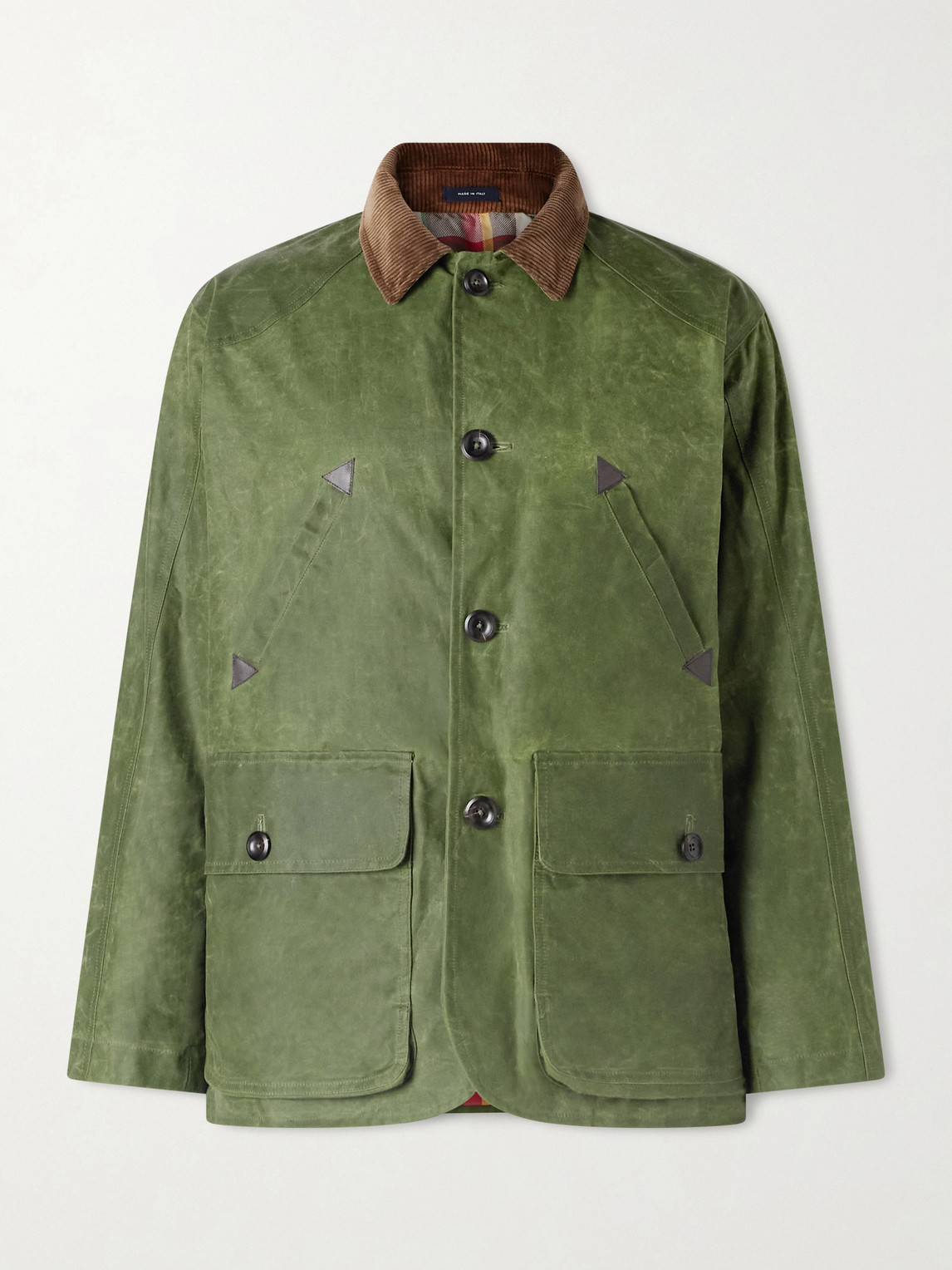 Drake's Barn Corduroy-Trimmed Waxed-Cotton Jacket - Men