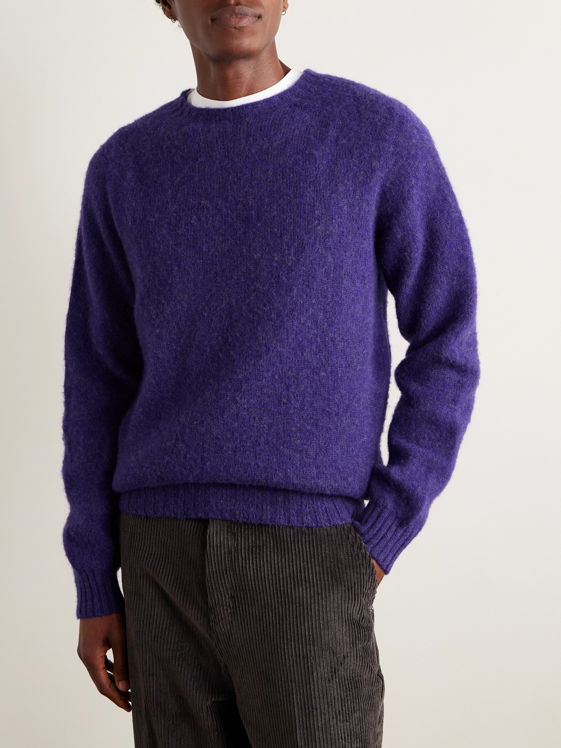 Drake's Brushed-wool Sweater In Purple