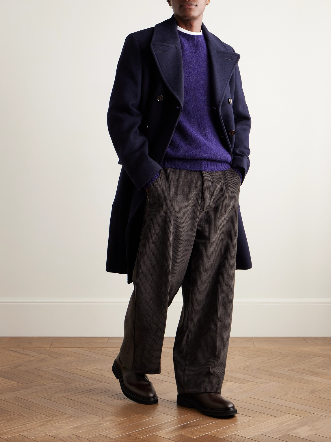 Drake's Brushed-wool Sweater In Purple