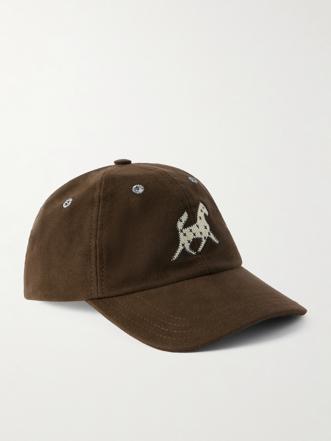 Drake's Appliquéd Cotton-moleskin Baseball Cap In Brown