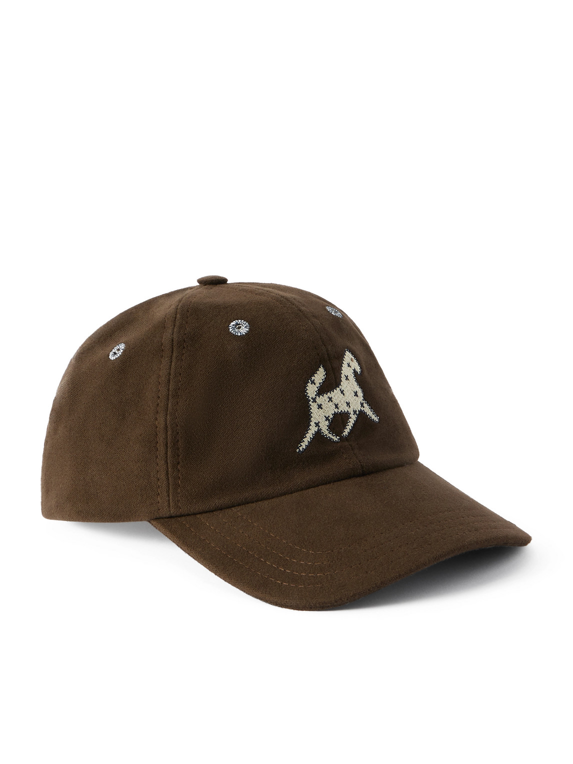 Drake's Appliquéd Cotton-moleskin Baseball Cap In Brown