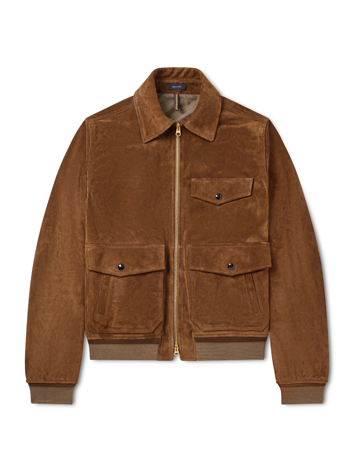 Drake's A-2 Suede Jacket In Brown