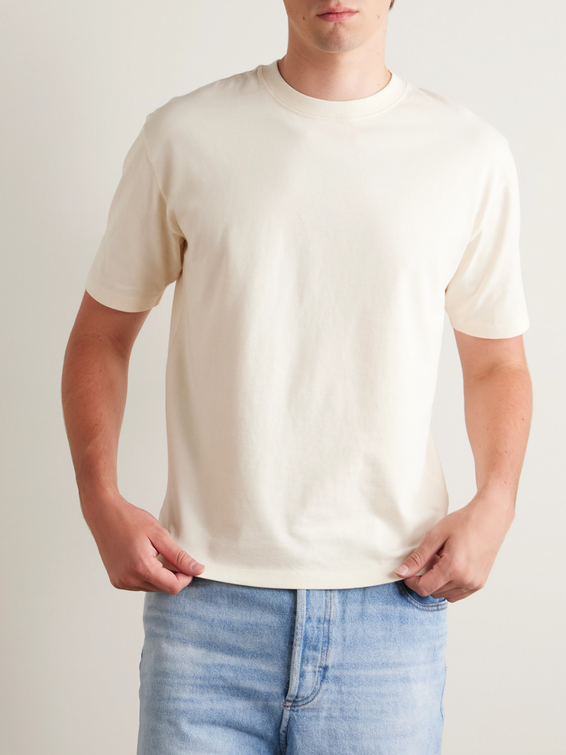 Drake's Hiking Slim-fit Cotton-jersey T-shirt In White