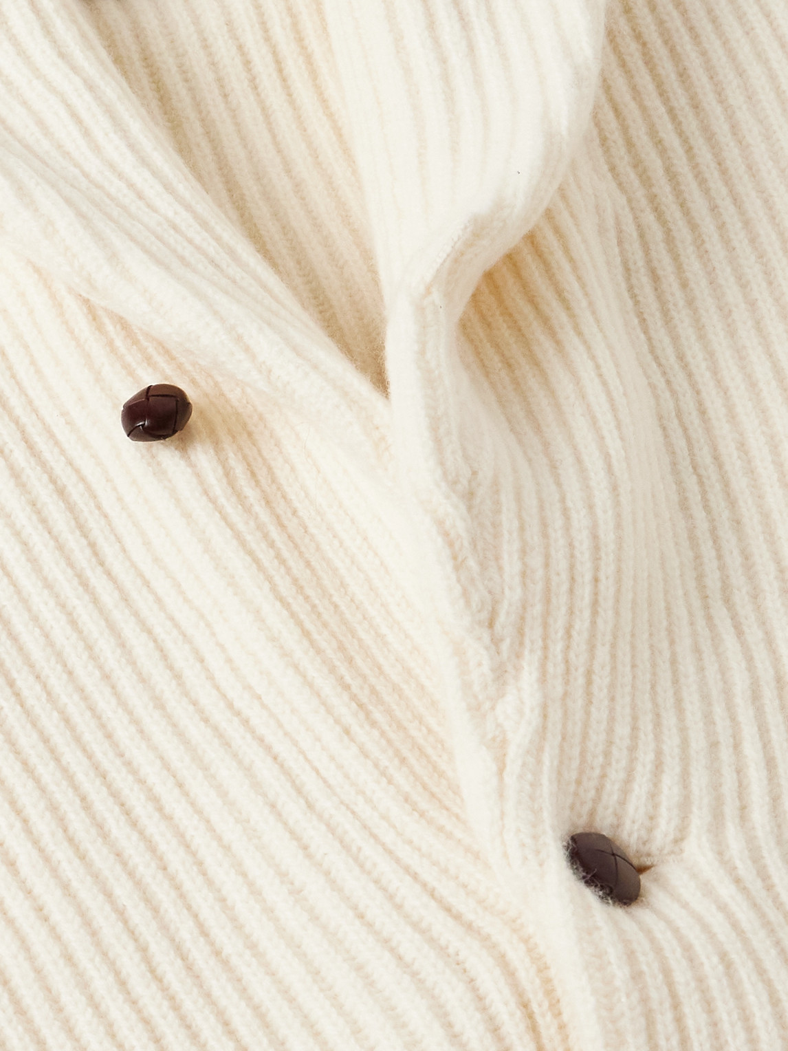 Drake's Shawl-collar Ribbed Wool Cardigan In White