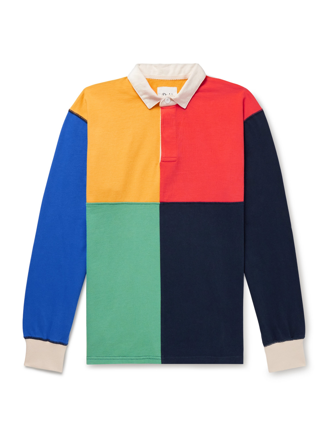 Drake's Colour-blocked Cotton-jersey Polo Shirt In Multi