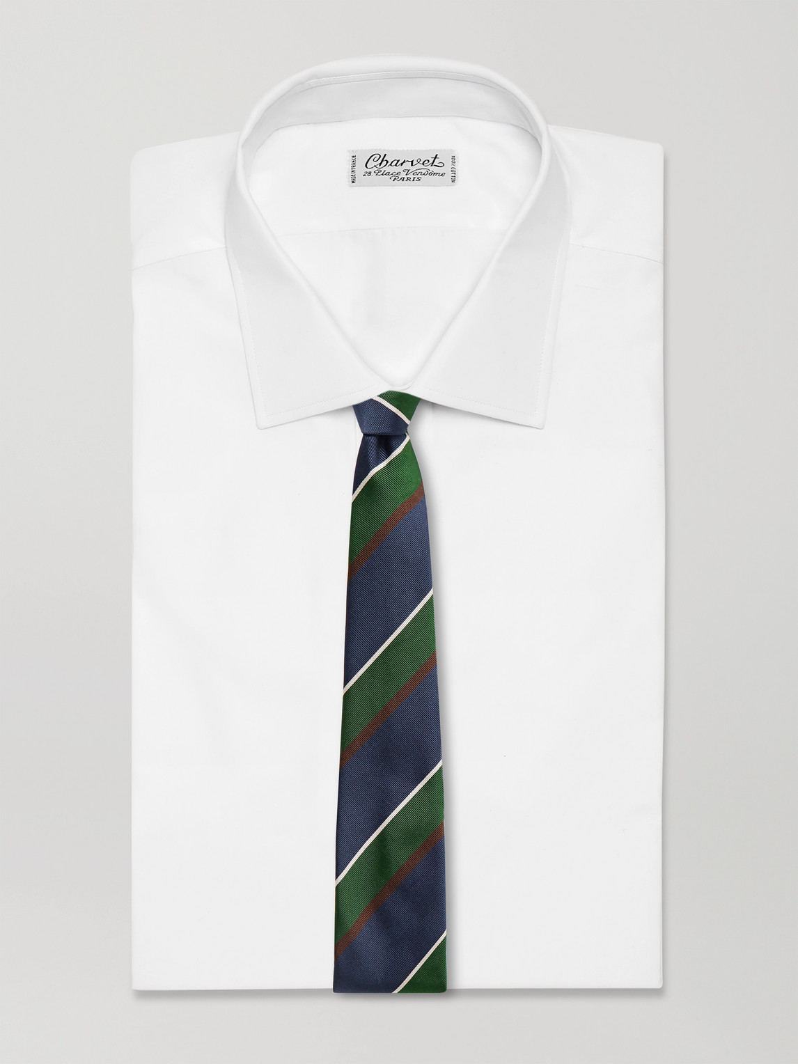 Drake's Striped Silk And Cotton-blend Twill Tie In Blue