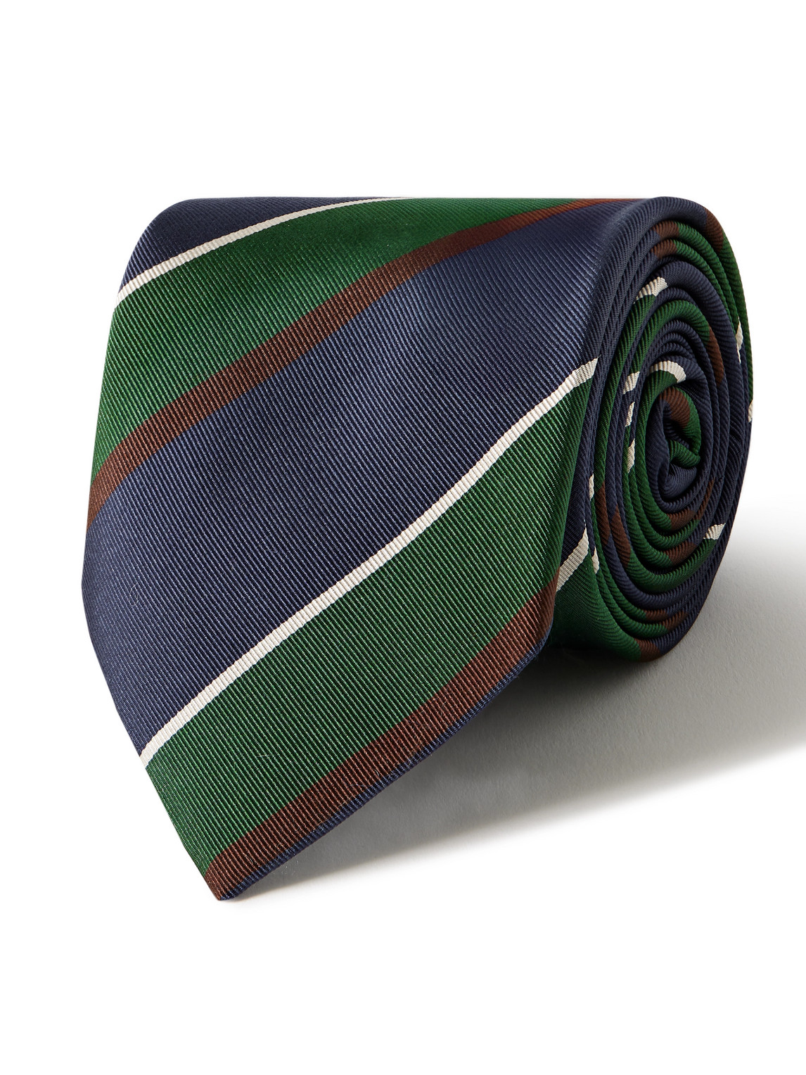 Drake's Striped Silk And Cotton-blend Twill Tie In Blue