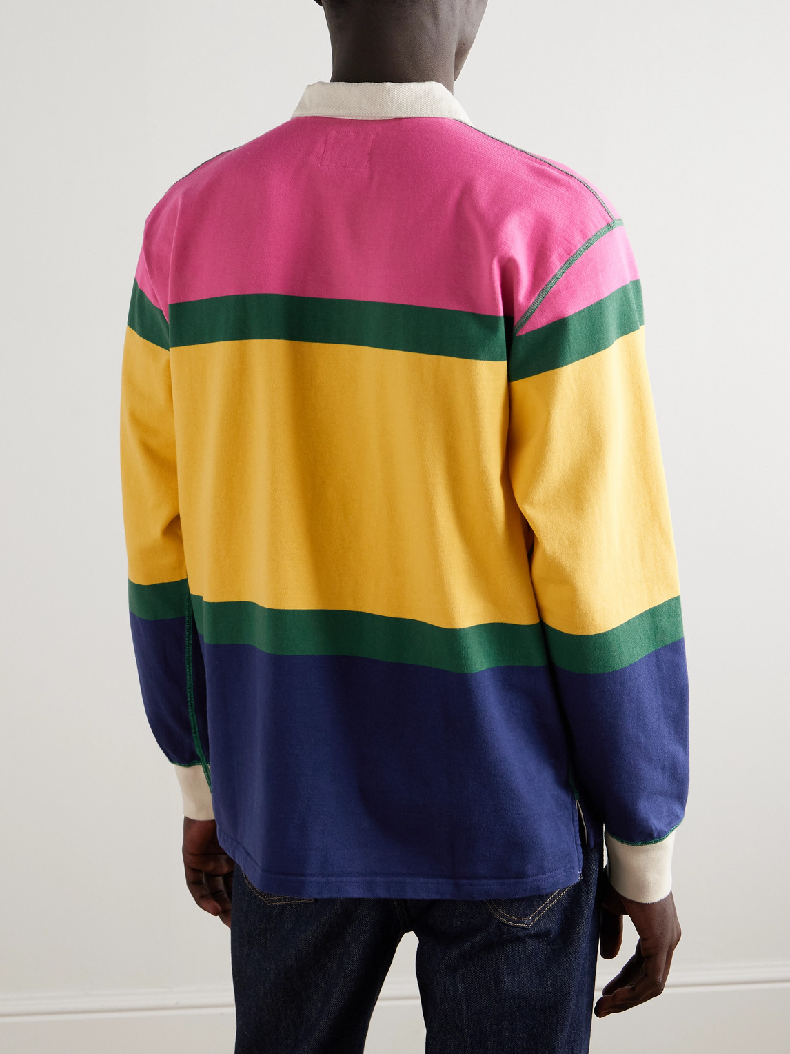  Drake's - Striped Cotton Polo Shirt - Men - Yellow - S 