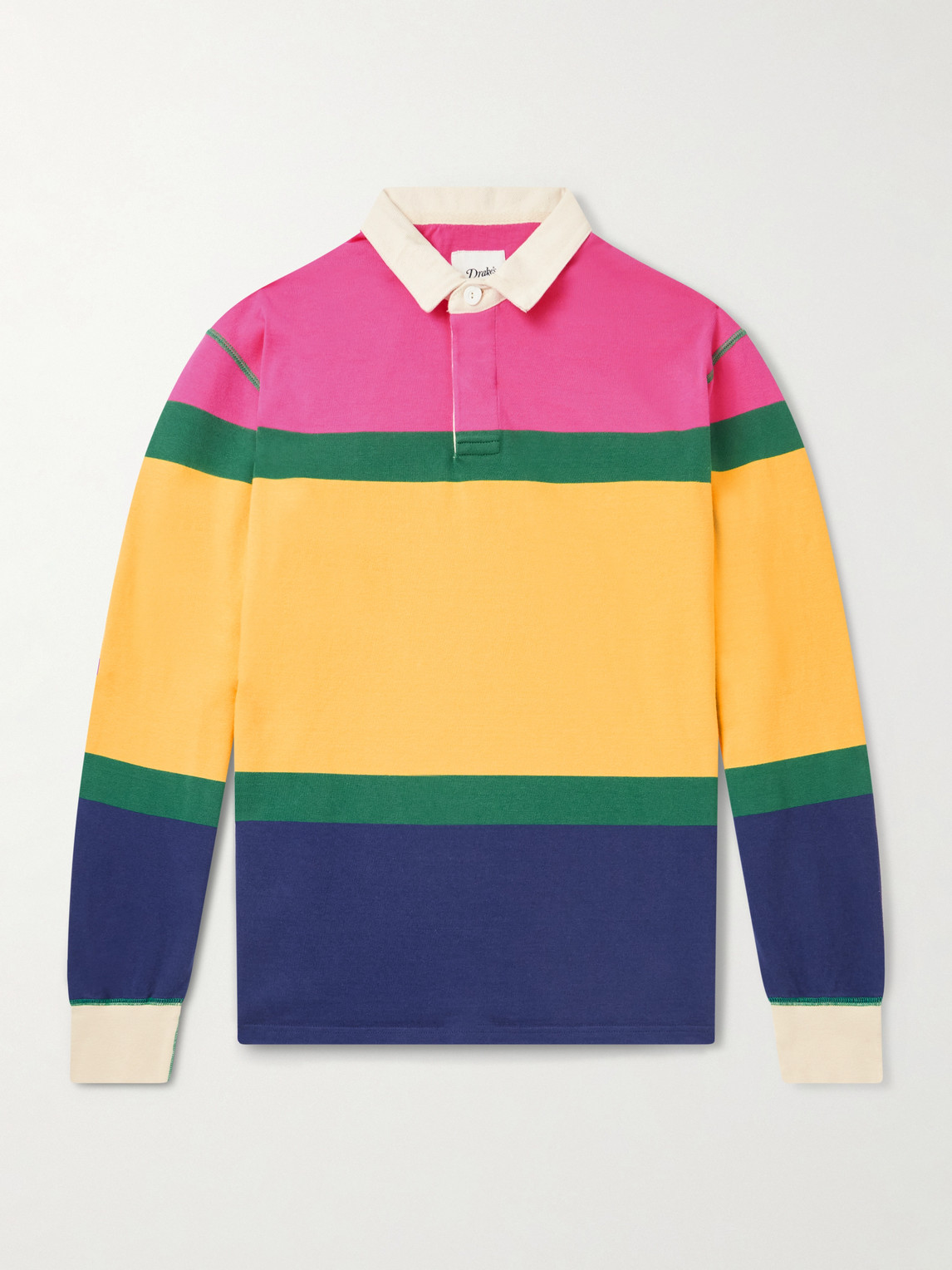Drake's Striped Cotton Polo Shirt In Multi