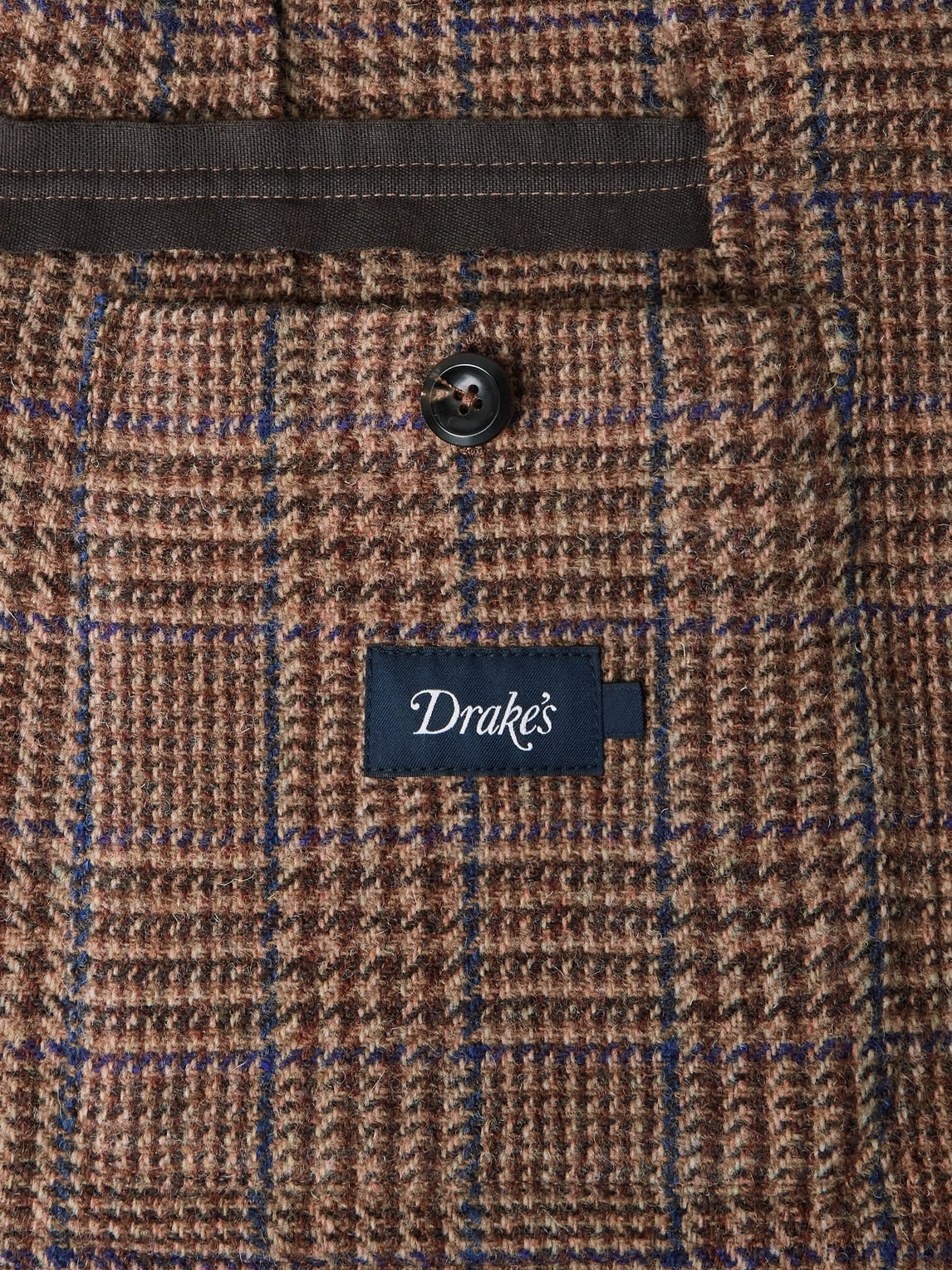 Drake's Mk. Vii Games Unstructured Prince Of Wales Checked Virgin Wool Blazer In Brown