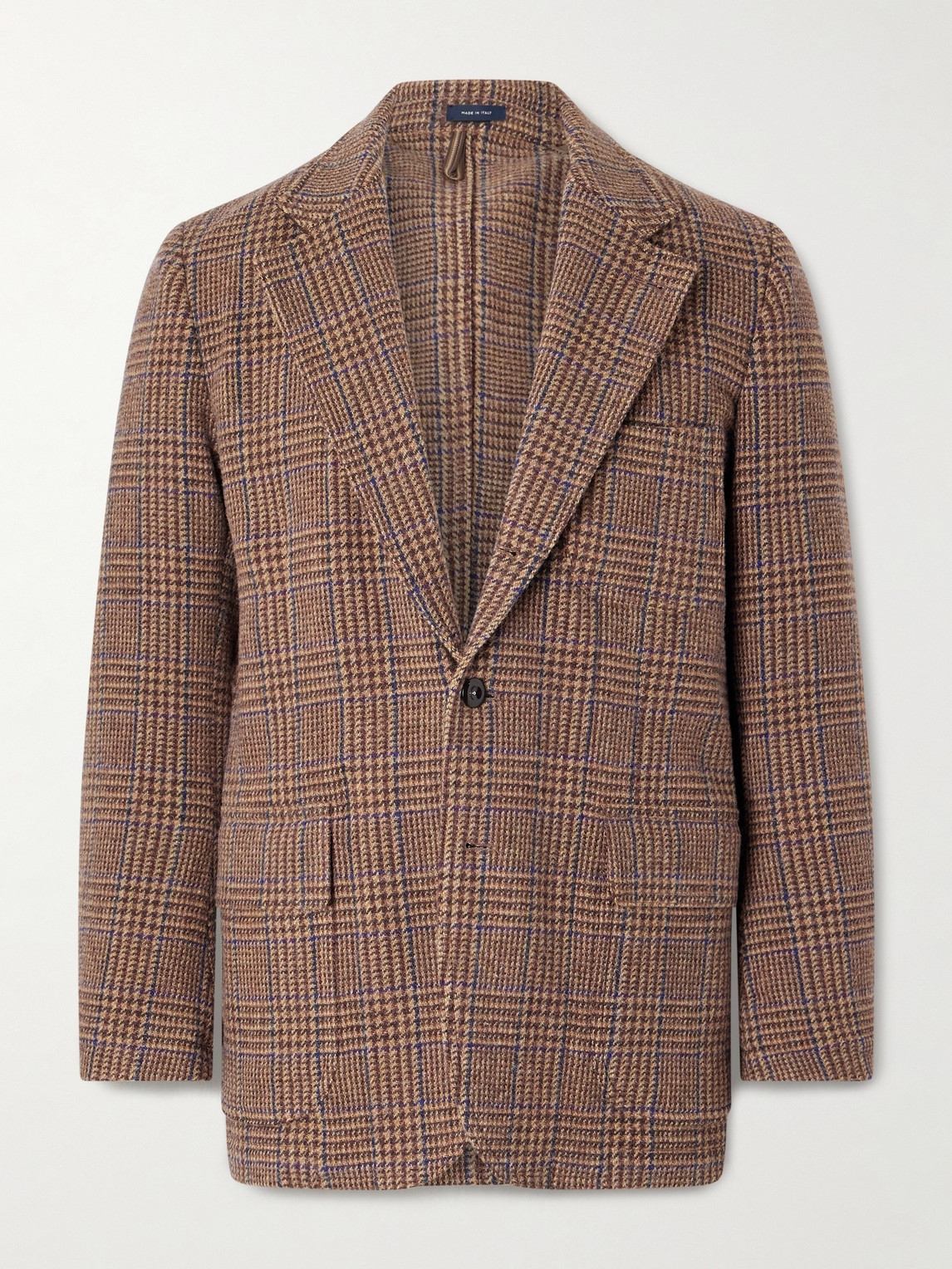Drake's Mk. Vii Games Unstructured Prince Of Wales Checked Virgin Wool Blazer In Brown