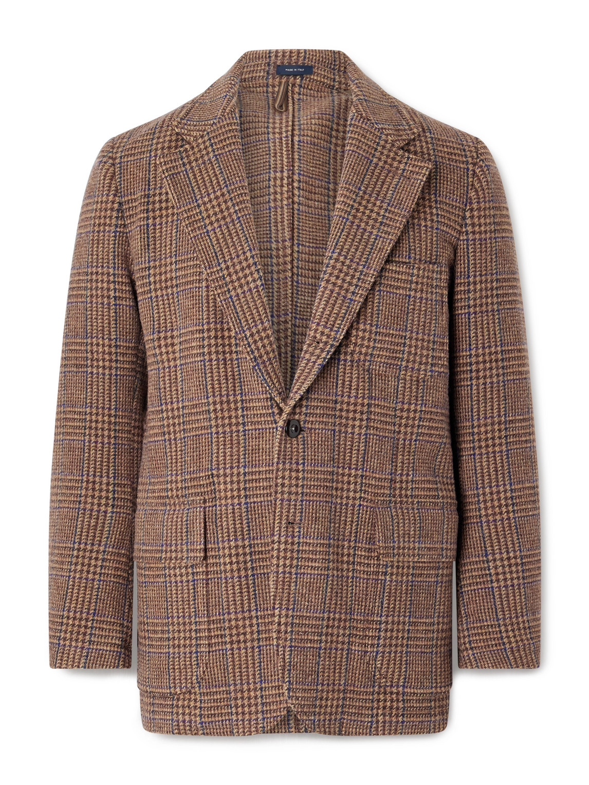 Drake's Mk. Vii Games Unstructured Prince Of Wales Checked Virgin Wool Blazer In Brown