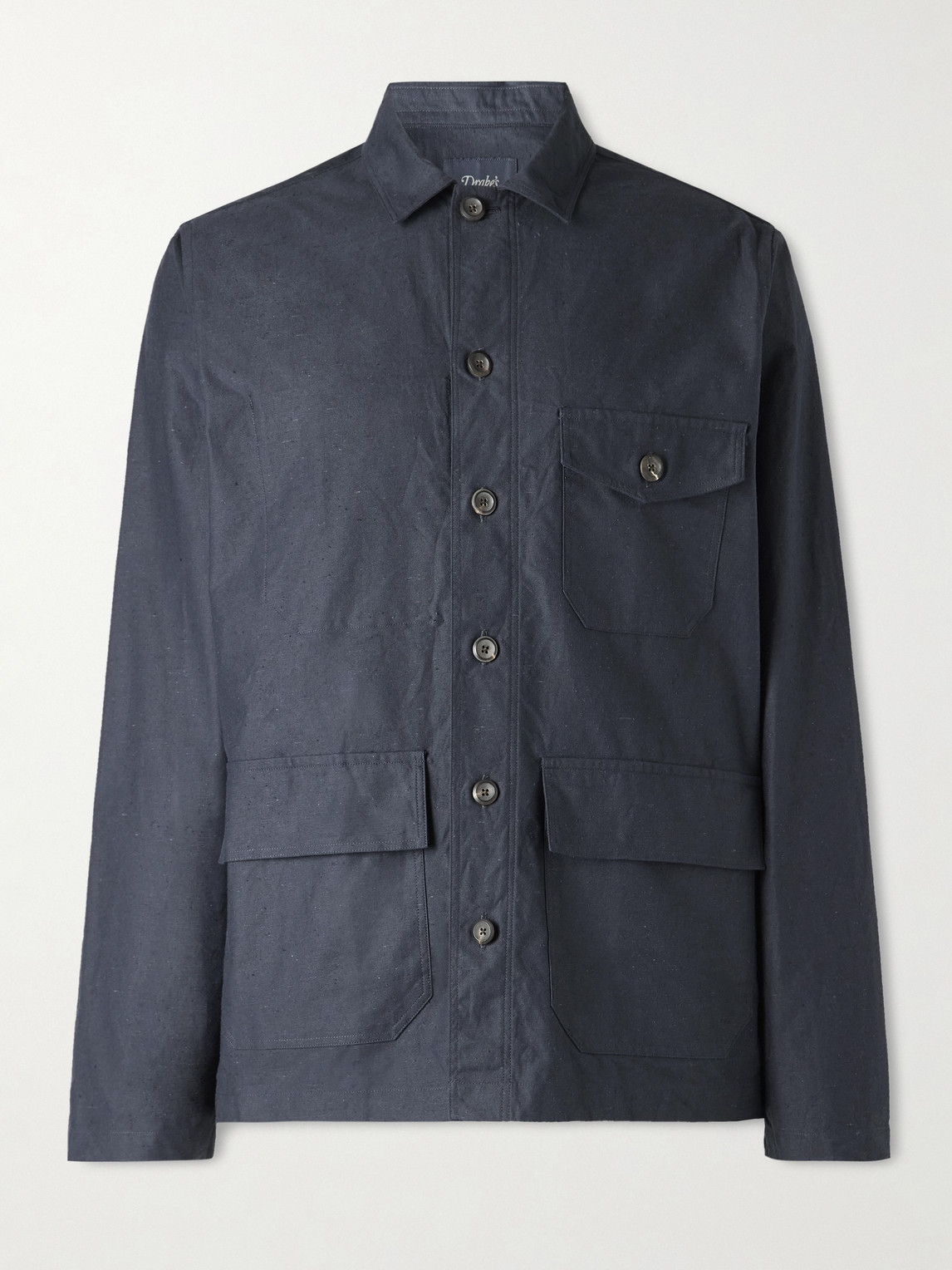 Drake's Cotton Overshirt In Blue