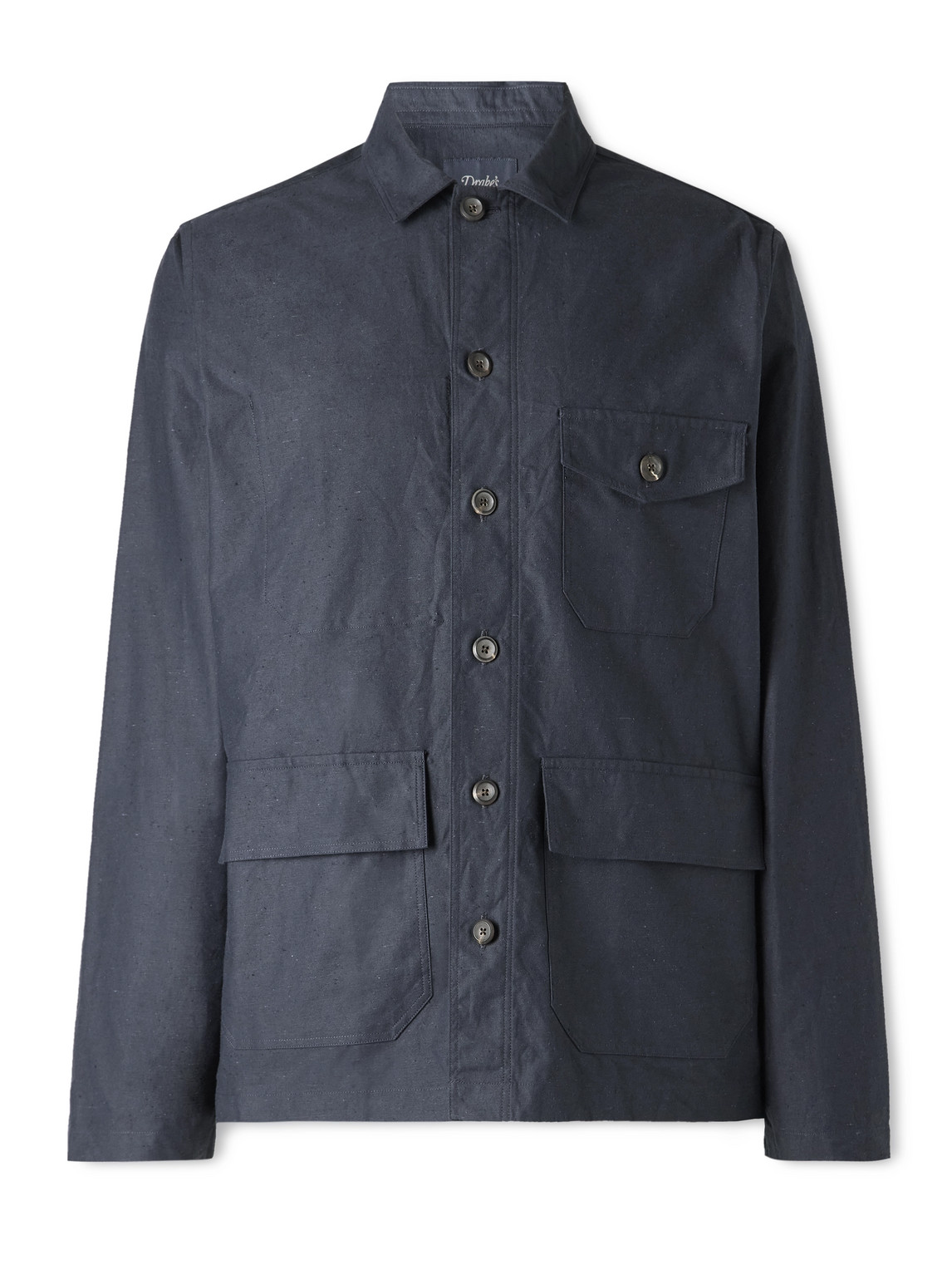Drake's Cotton Overshirt In Blue