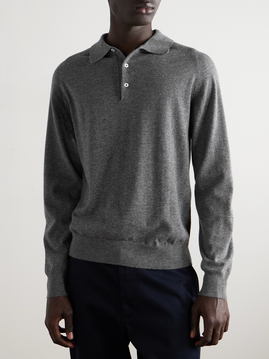  Drake's - Wool And Alpaca-blend Polo Shirt - Men - Gray - S 