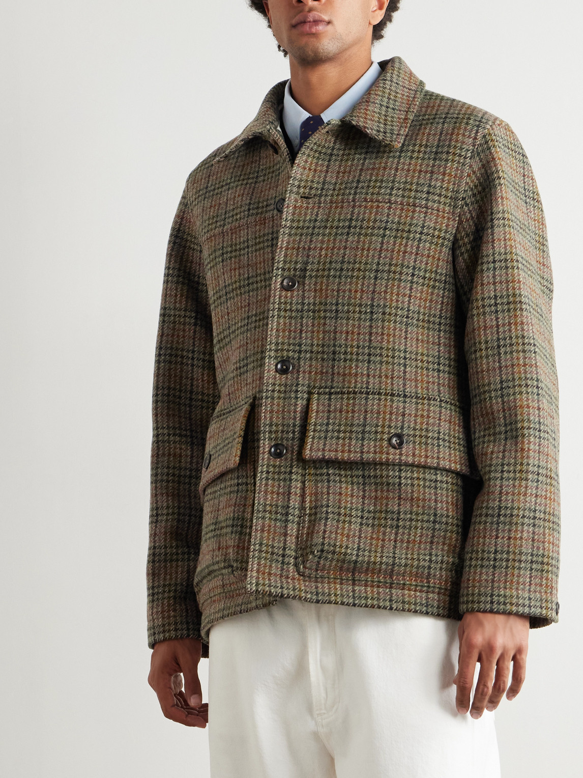 Drake's Checked Wool-tweed Jacket In Multi