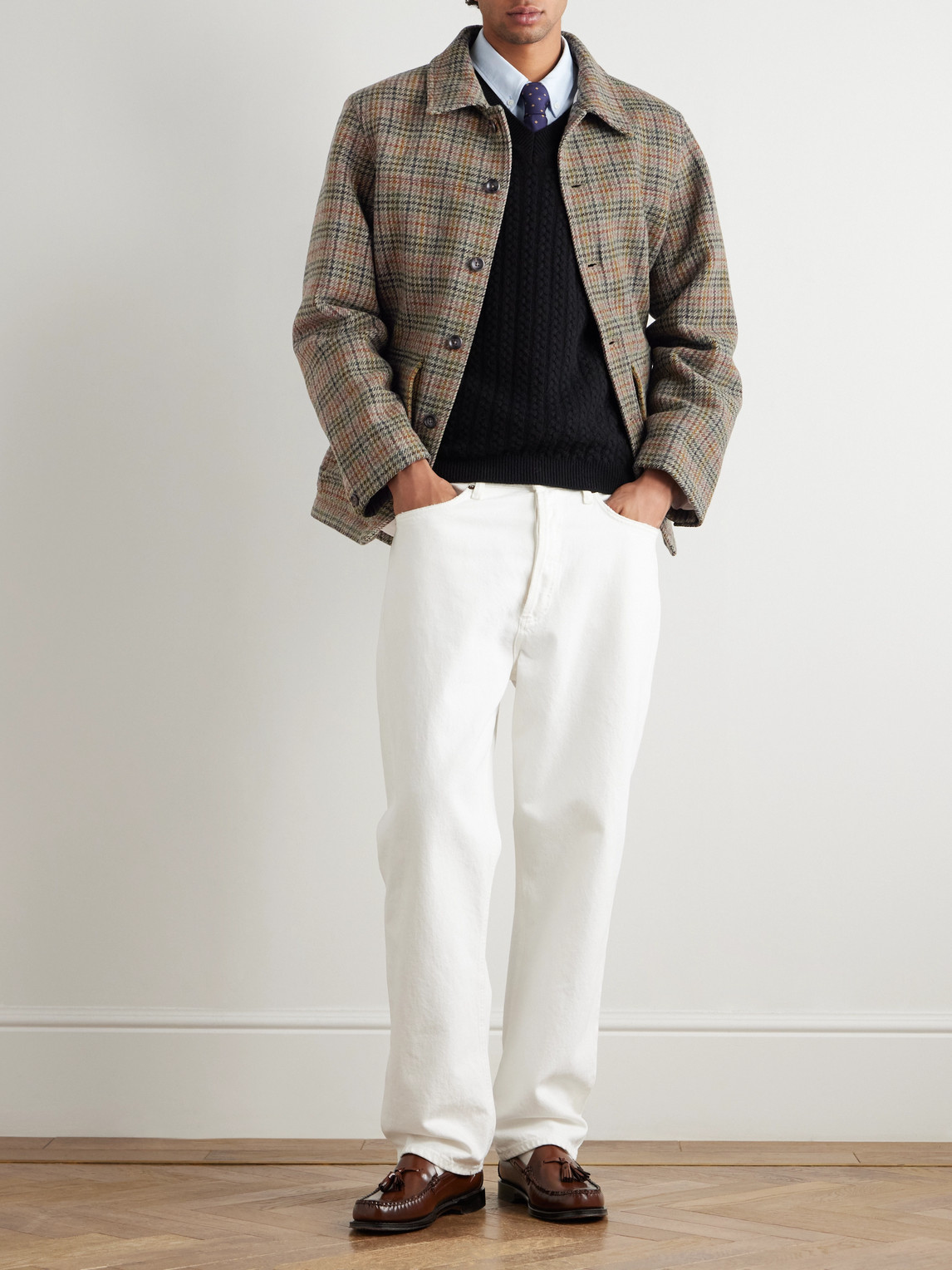 Drake's Checked Wool-tweed Jacket In Multi