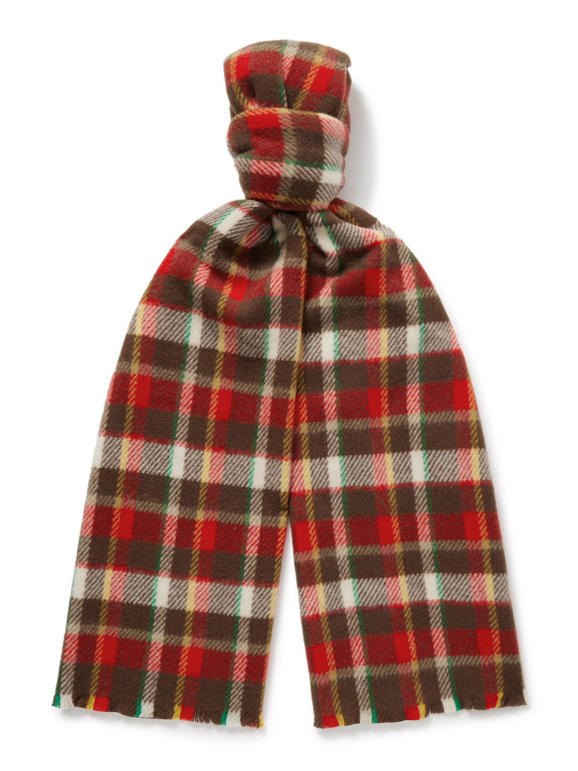 Drake's Checked Wool Scarf In Multi