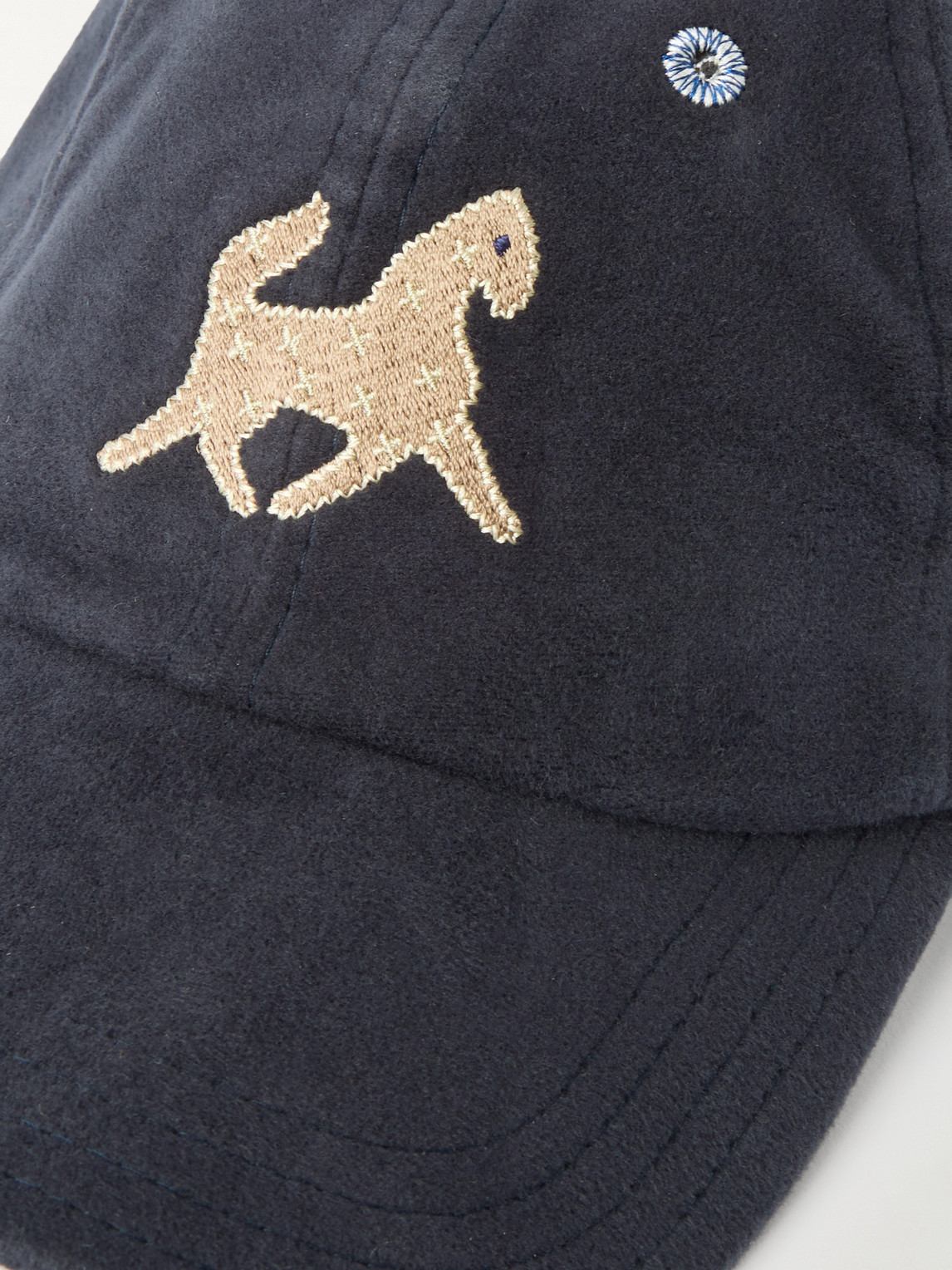 Drake's Appliquéd Cotton-moleskin Baseball Cap In Blue