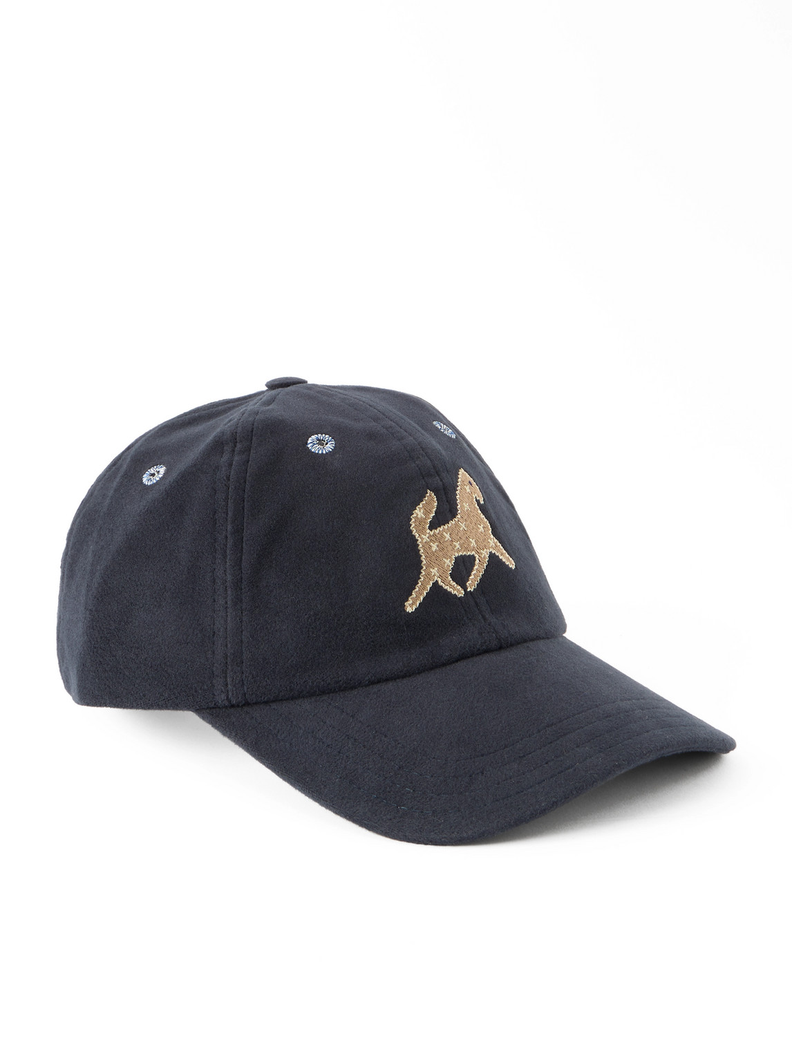 Drake's Appliquéd Cotton-moleskin Baseball Cap In Blue