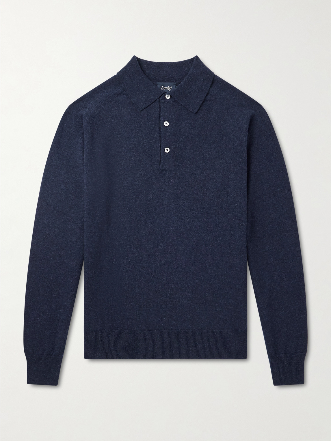 Drake's Wool And Alpaca-blend Polo Shirt In Blue