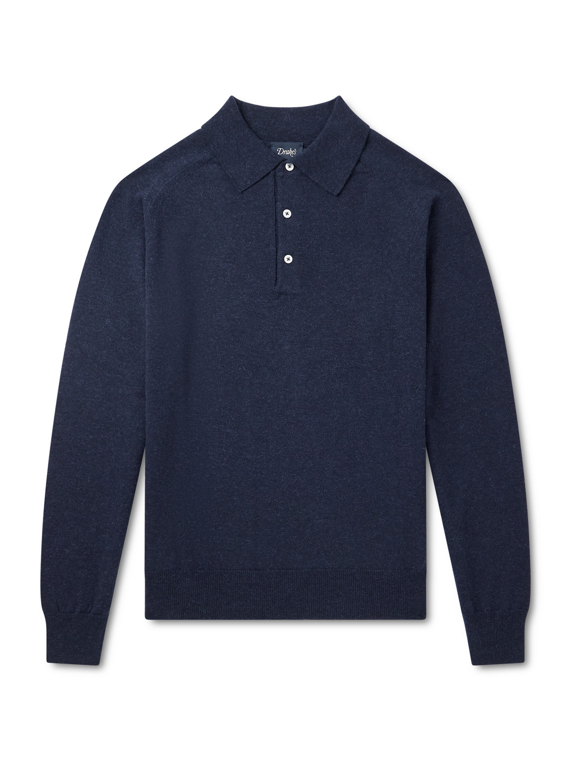 Drake's Wool And Alpaca-blend Polo Shirt In Blue