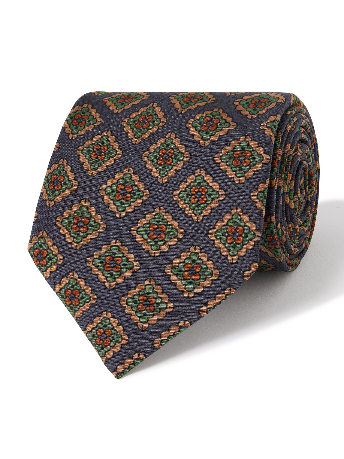 Drake's 8cm Floral-print Wool And Silk-blend Tie In Blue