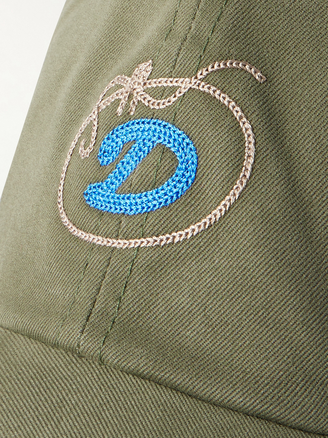 Drake's D Lasso Logo-embroidered Cotton-twill Cap In Green