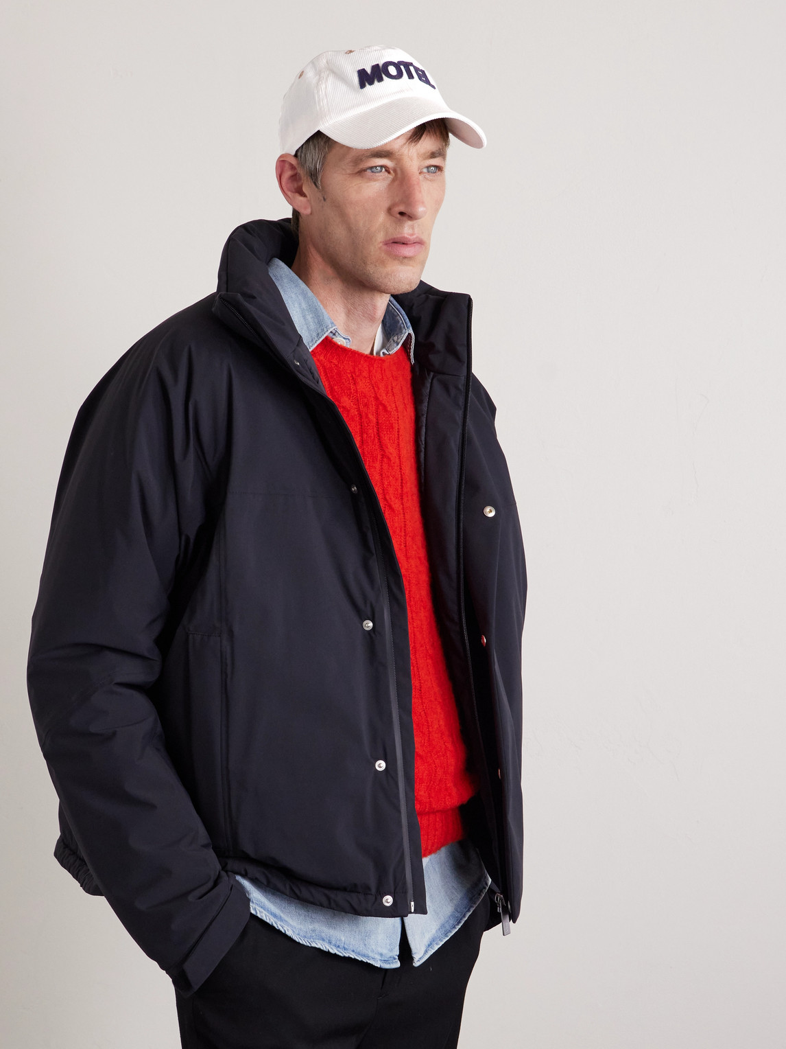 Drake's Motel Appliquéd Cotton-corduroy Baseball Cap In Neutral