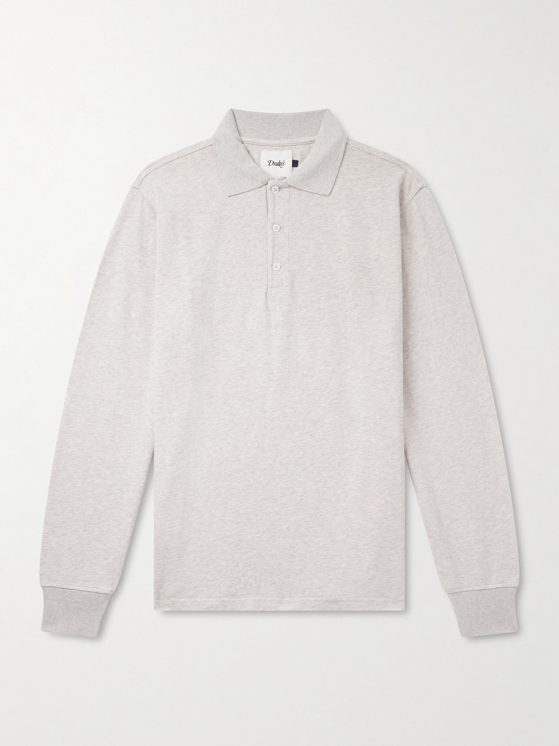 Drake's Cotton-jersey Polo Shirt In Gray