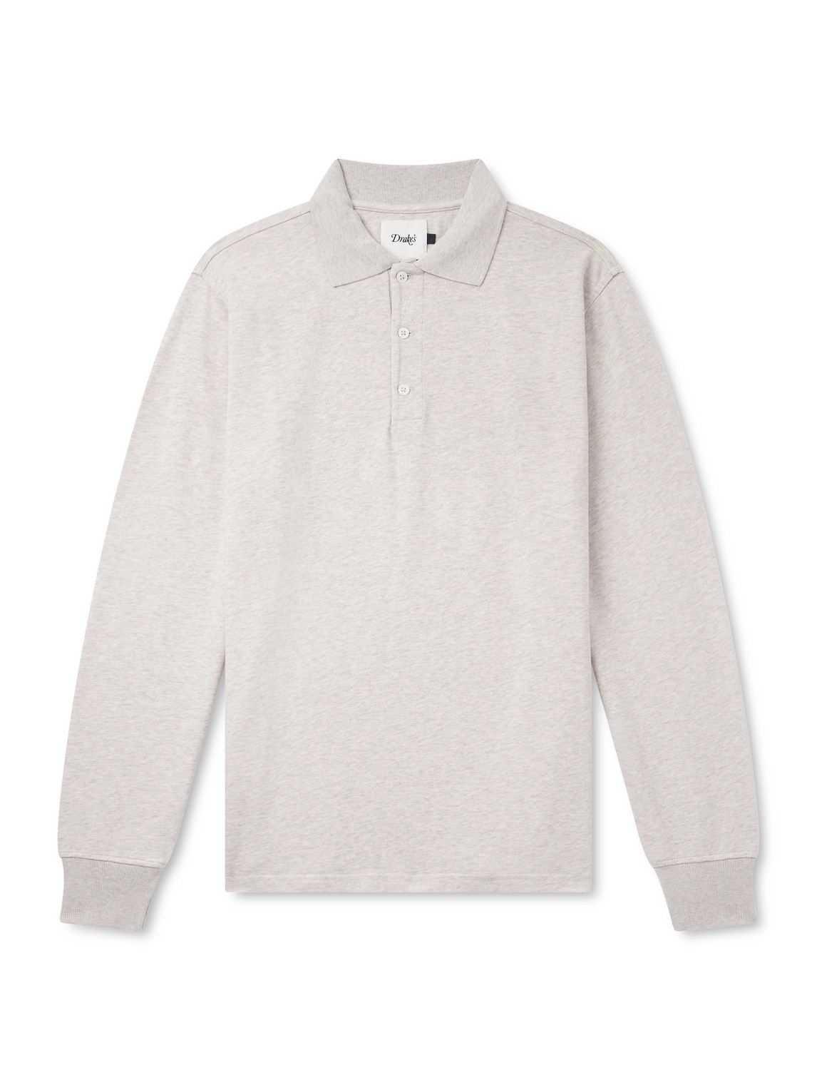 Drake's Cotton-jersey Polo Shirt In Gray