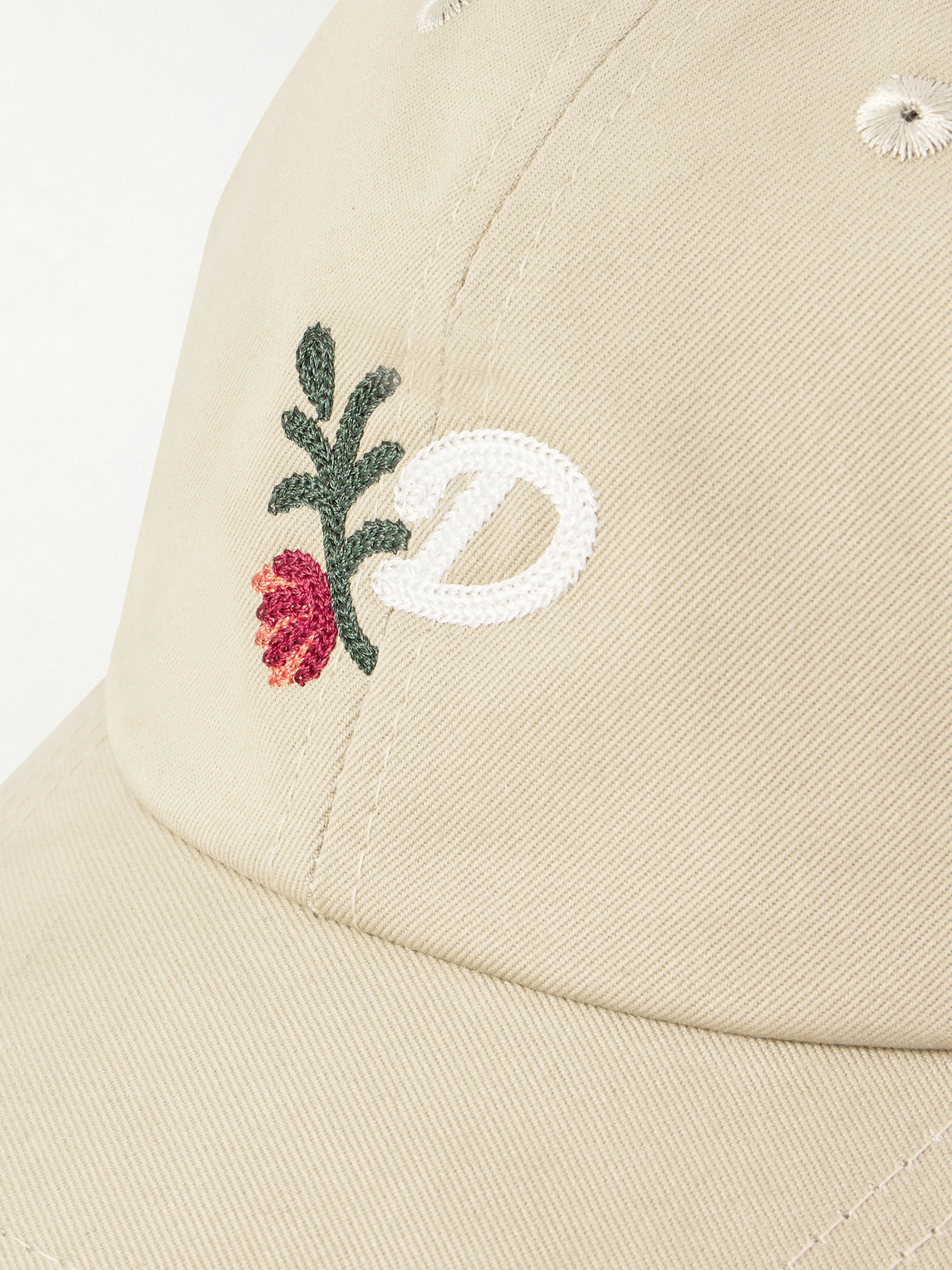Drake's D Flower Embroidered Cotton-twill Baseball Cap In Neutral