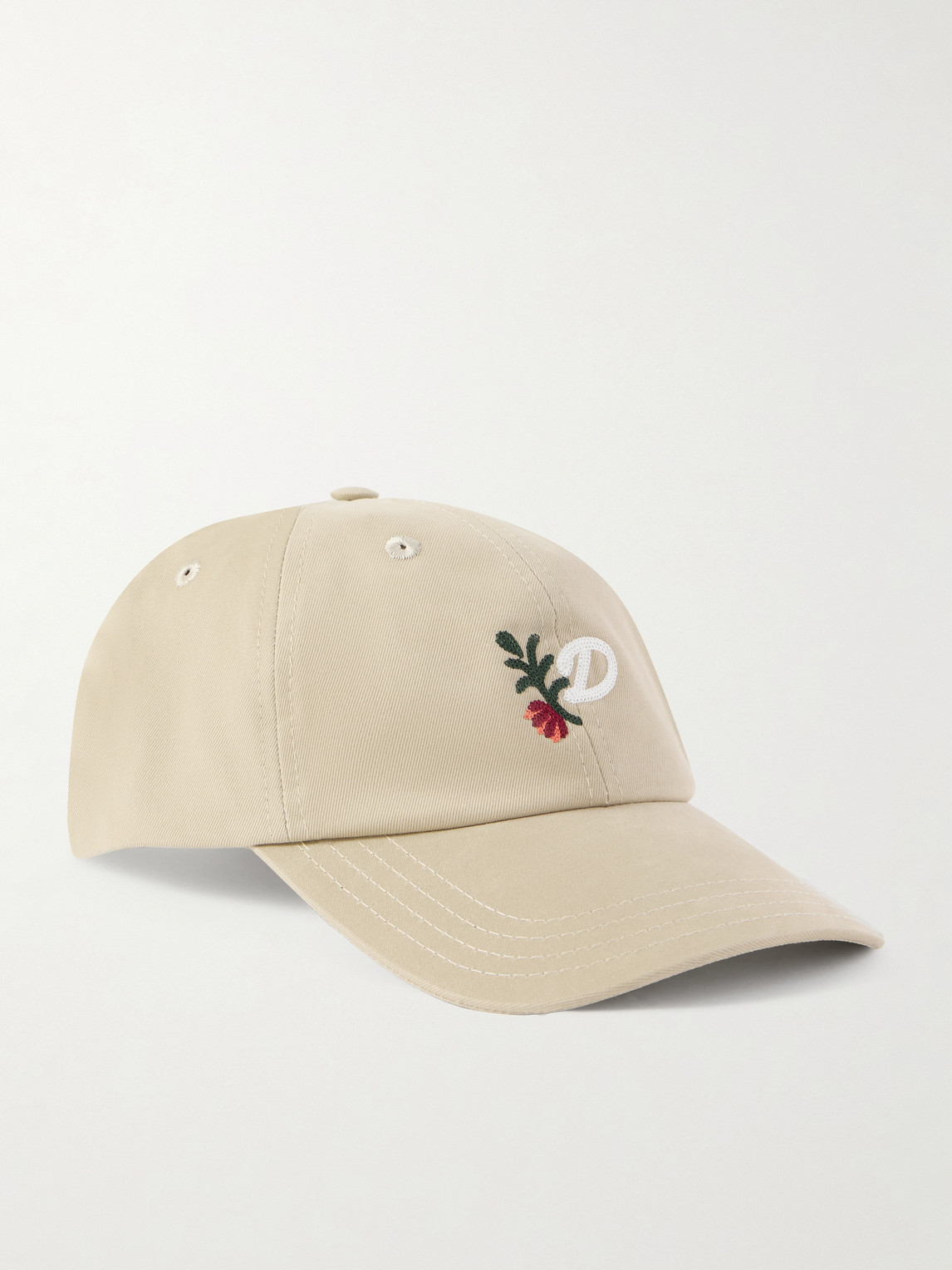 Drake's D Flower Embroidered Cotton-twill Baseball Cap In Neutral
