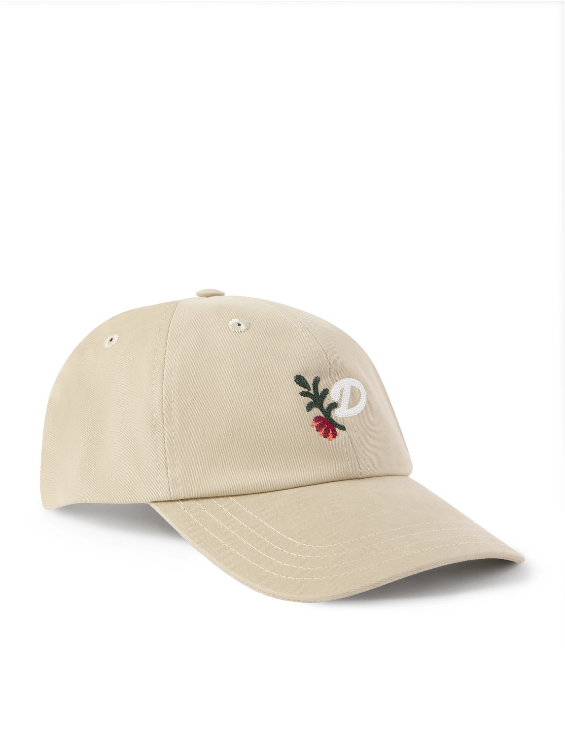Drake's D Flower Embroidered Cotton-twill Baseball Cap In Neutral