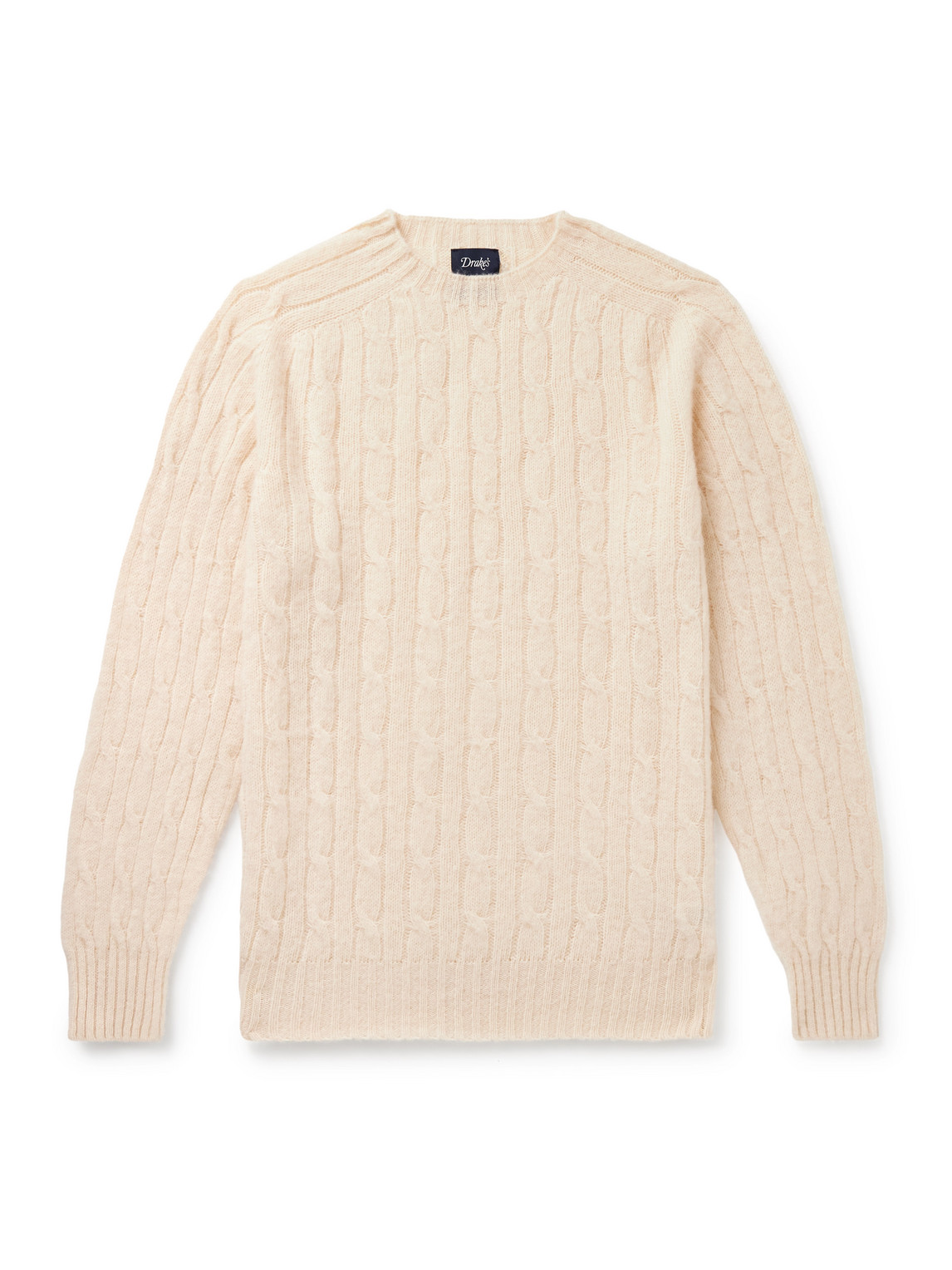 Drake's Cable-knit Brushed-wool Sweater In Neutral
