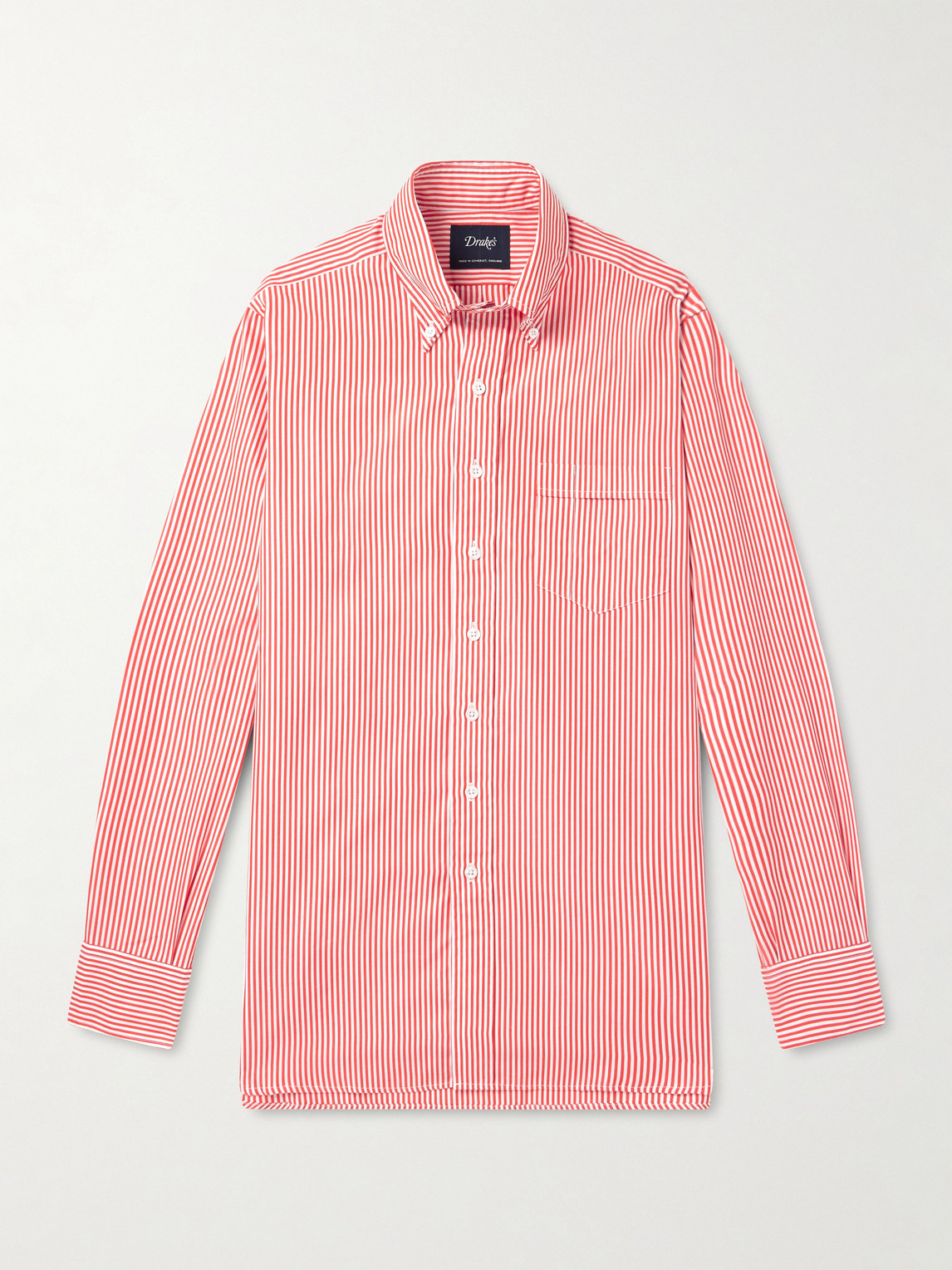 Drake's Slim-fit Button-down Collar Striped Cotton-poplin Shirt In Multi