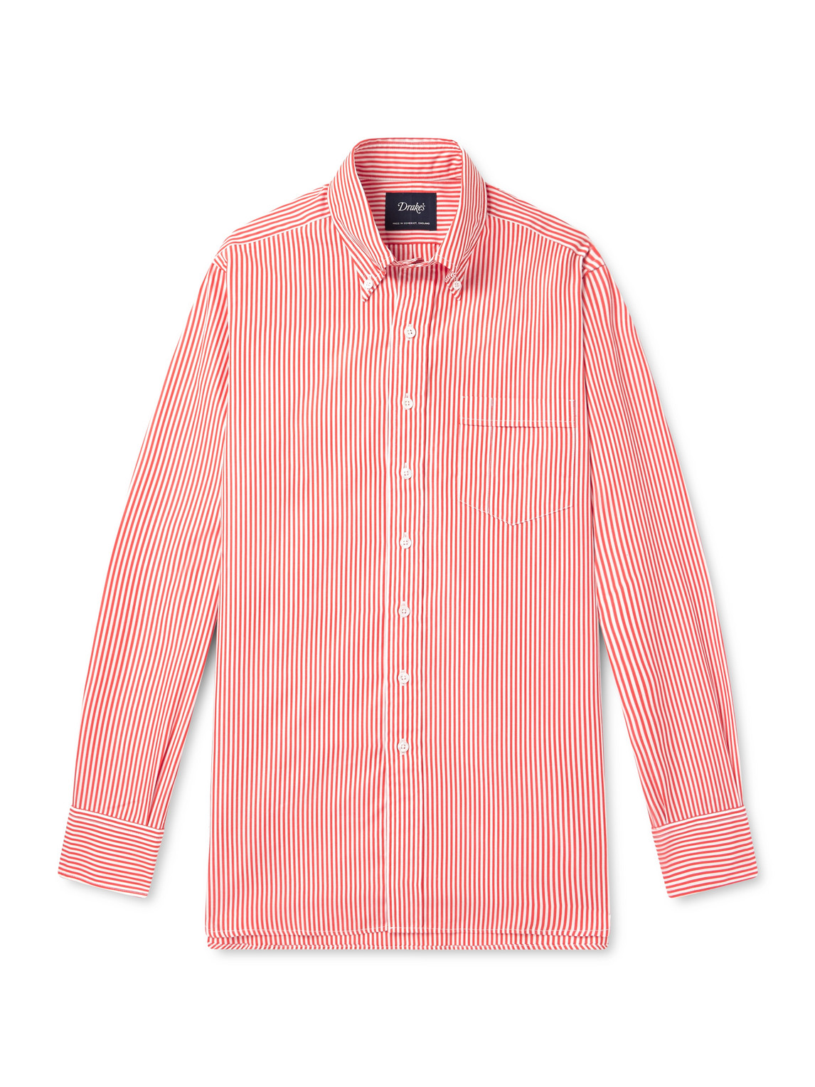 Drake's Slim-fit Button-down Collar Striped Cotton-poplin Shirt In Multi