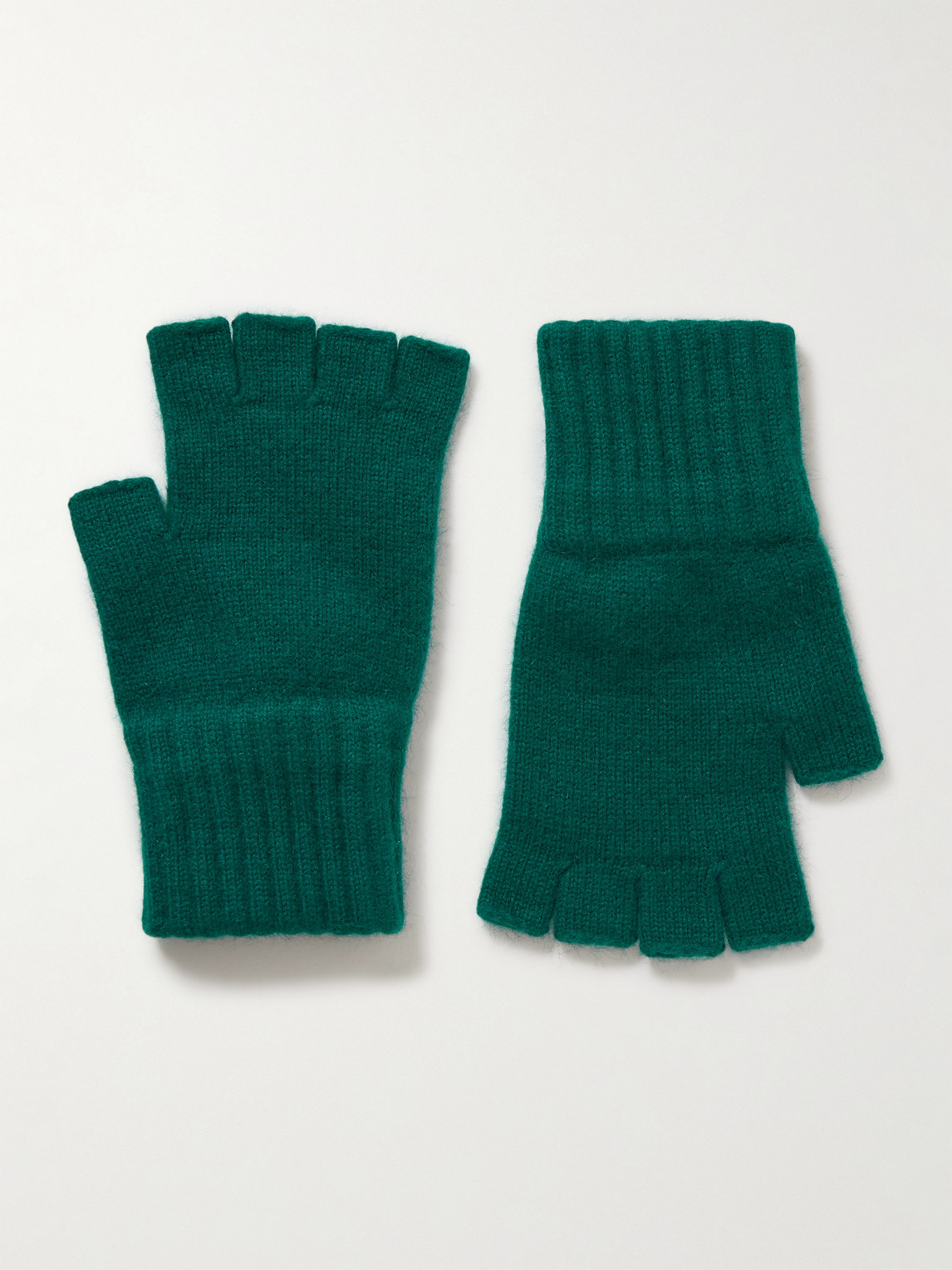 Drake's Cashmere Fingerless Gloves In Green