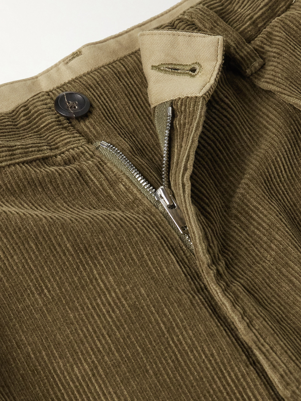 Drake's Games Tapered Pleated Cotton-corduroy Trousers In Green