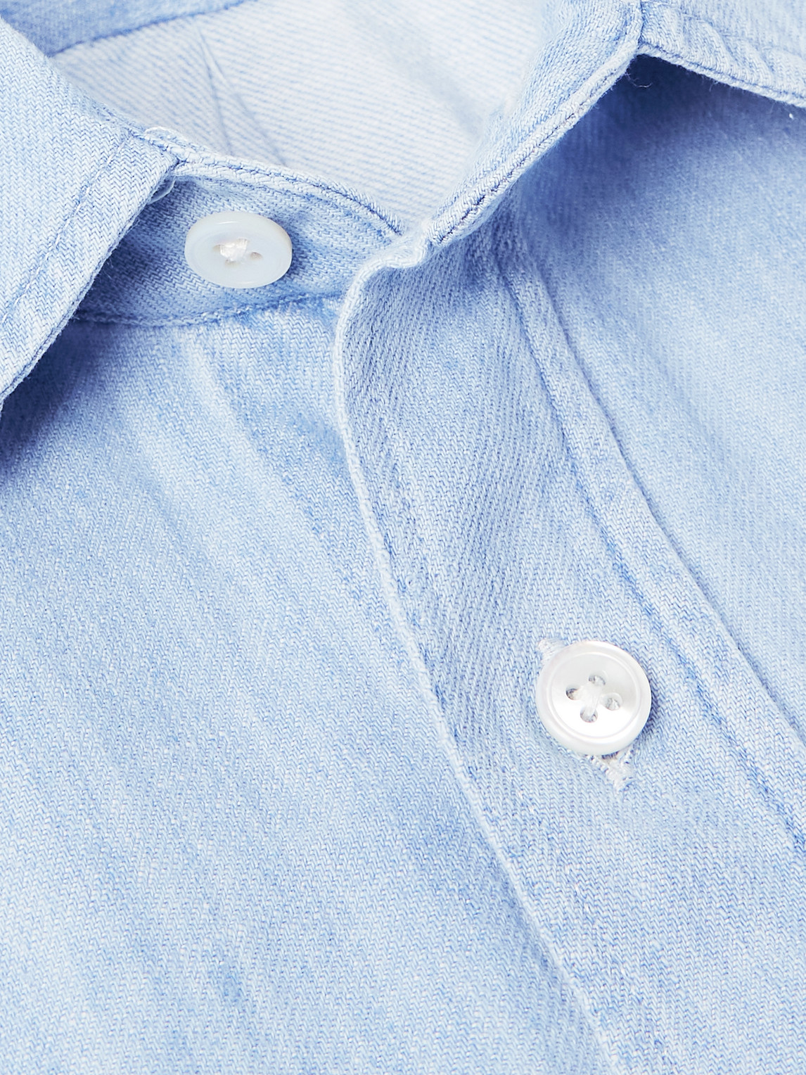 Drake's Light Denim Button-up Shirt In Multi