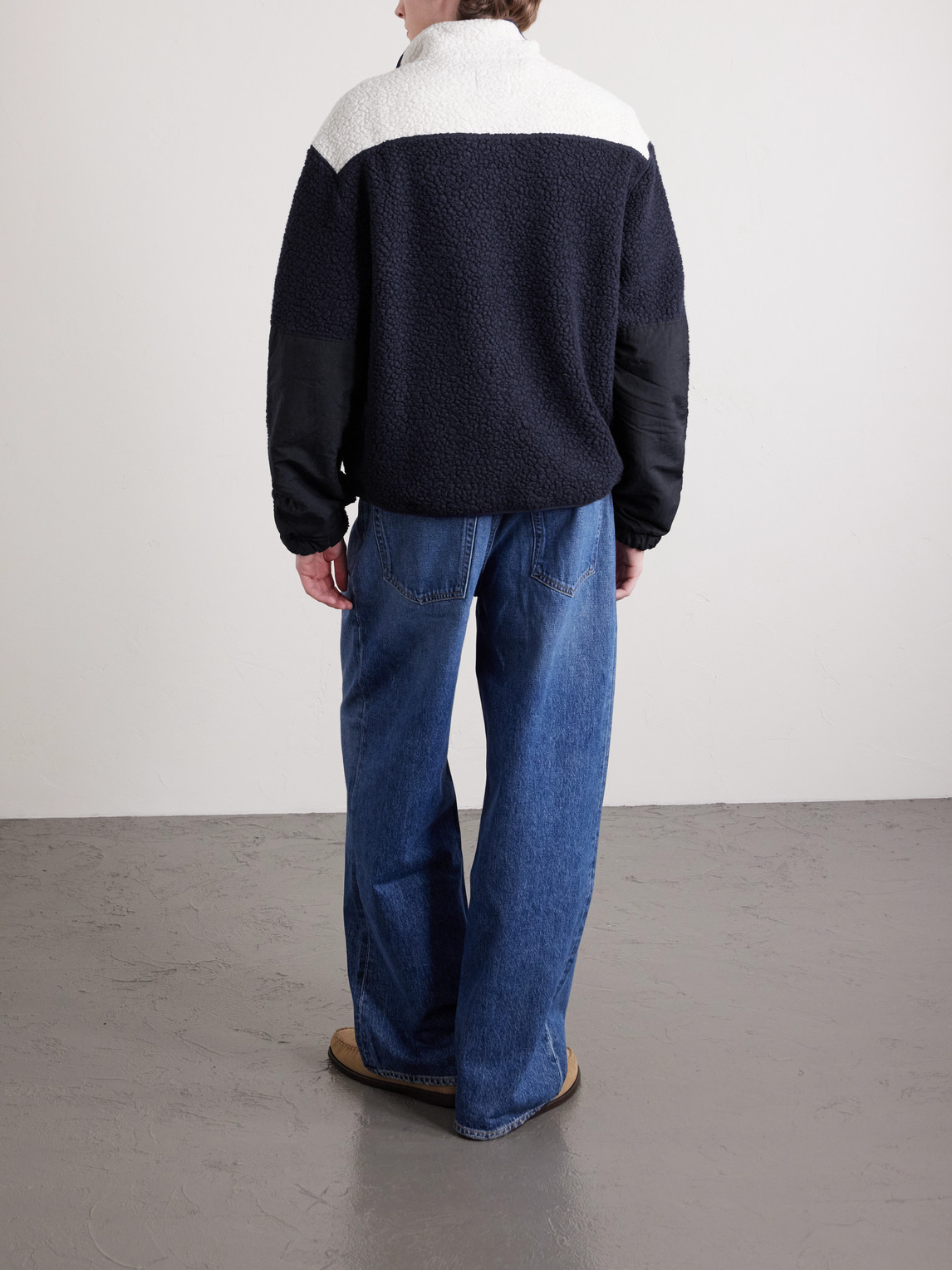 Drake's Fleece And Shell Half-placket Jacket In Multi