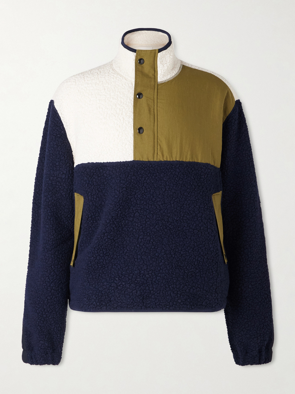 Drake's Fleece And Shell Half-placket Jacket In Multi