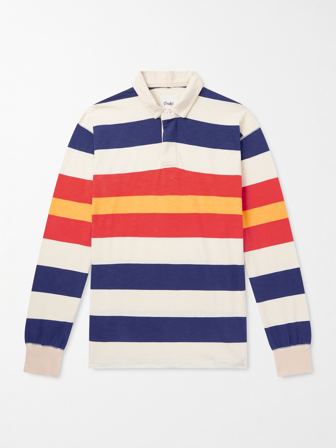 Drake's triped Cotton-Jersey Polo hirt - Men