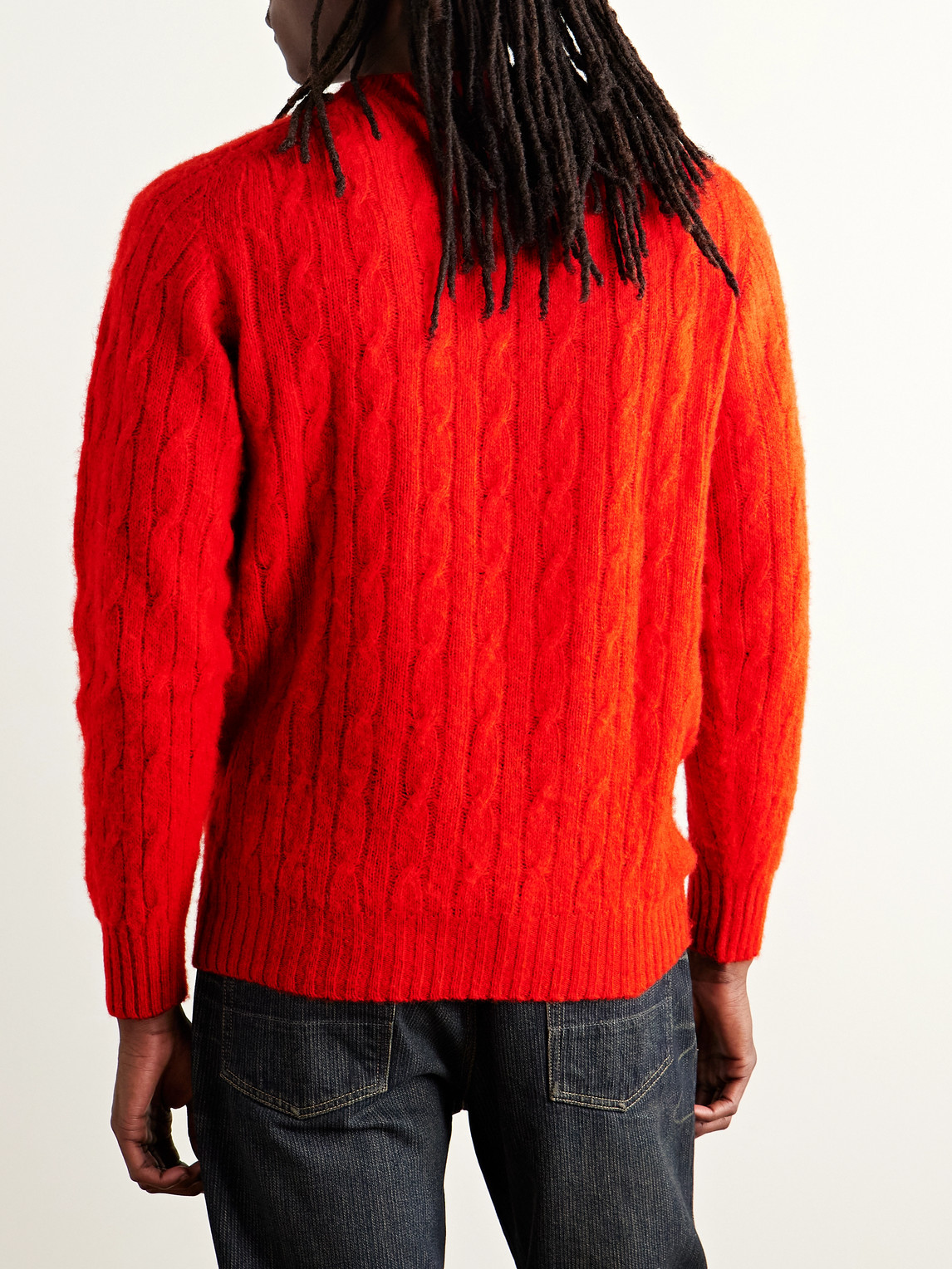  Drake's - Cable-knit Shetland Wool Sweater - Men - Red - Xxl 