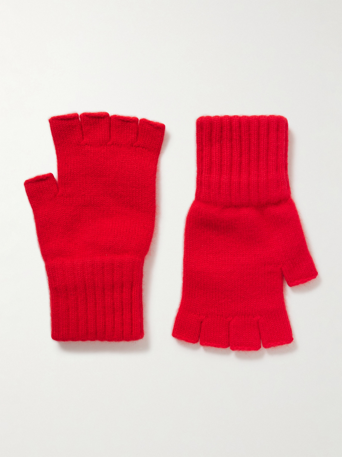 Drake's Cashmere Fingerless Gloves In Red