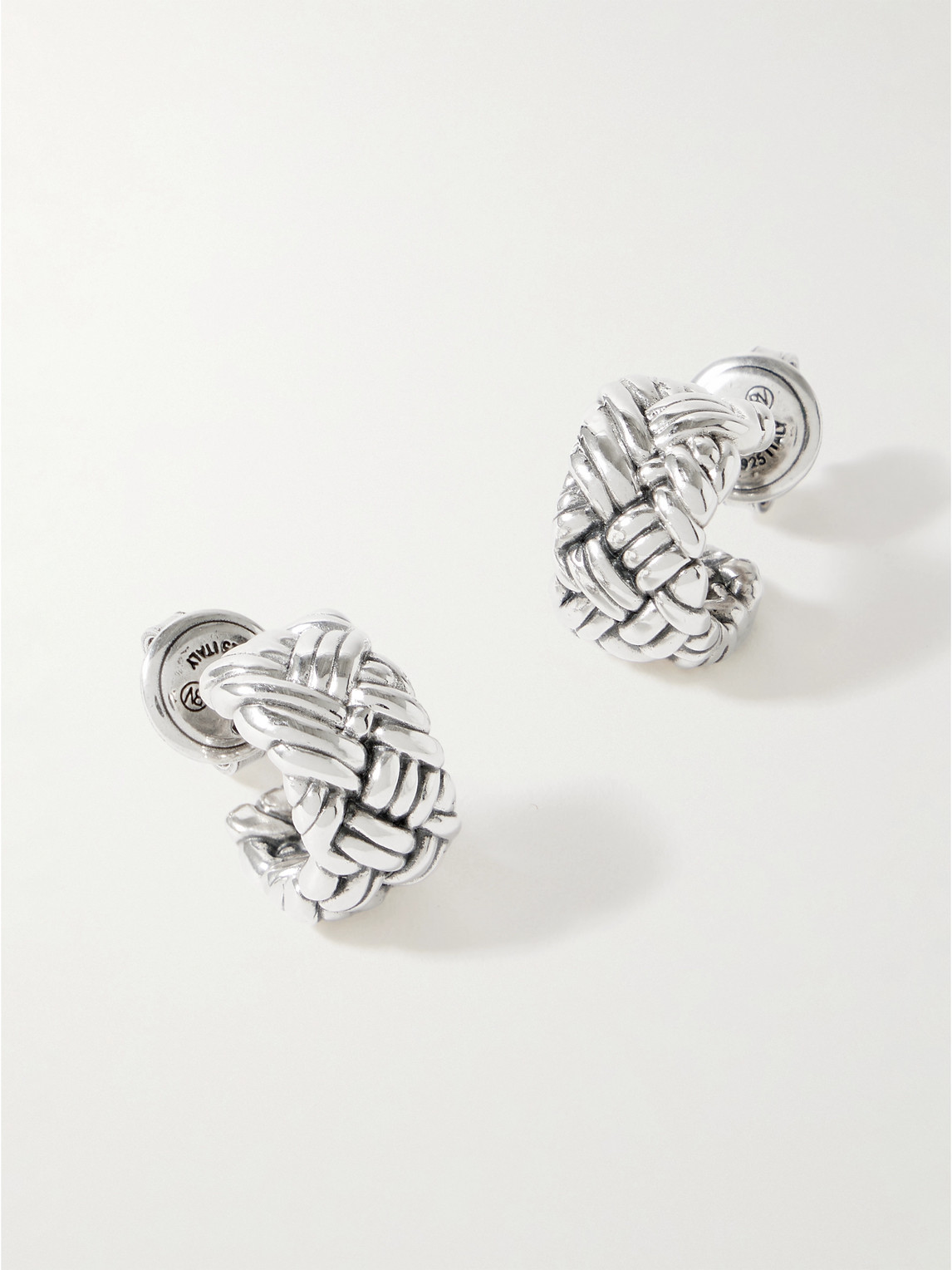 Bottega Veneta Intrecciato Small Sterling Silver Earrings - Men