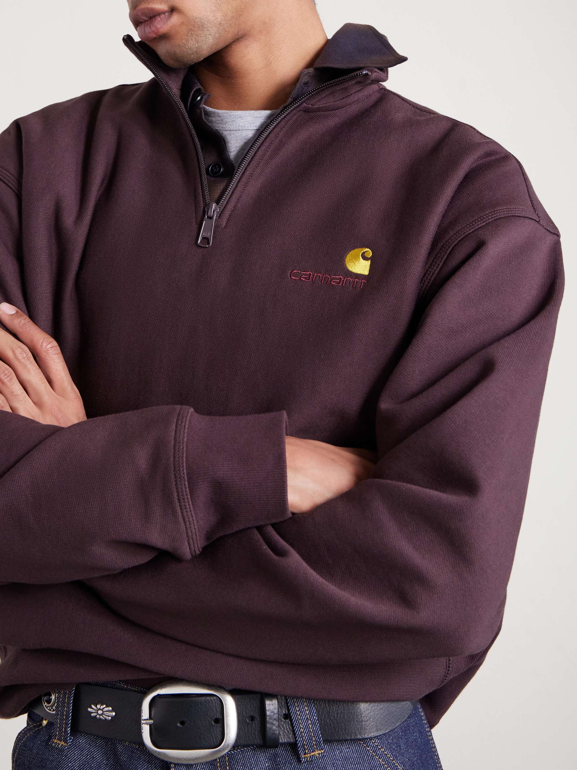 CARHARTT WIP American Script Sweatshirt aus Jersey aus einer Baumwollmischung mit kurzem Reißverschluss