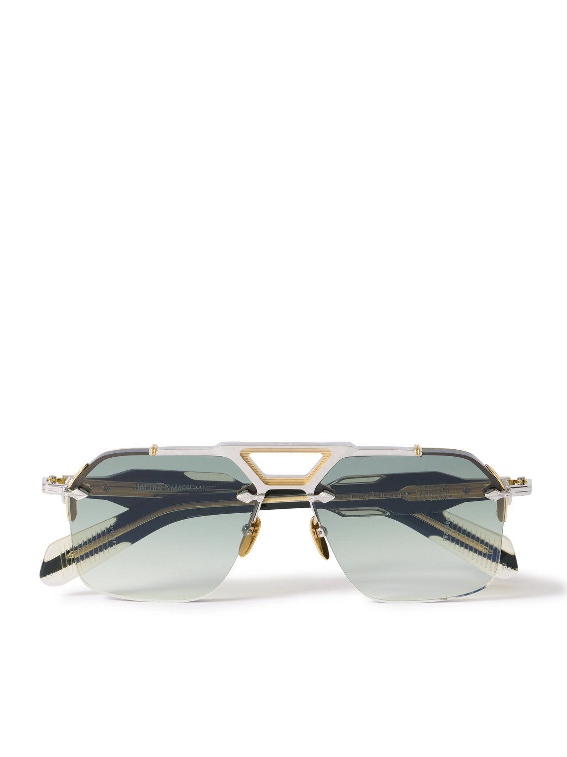 Jacques Marie Mage Silverton Aviator-style Acetate And Gold-tone Sunglasses In Blue