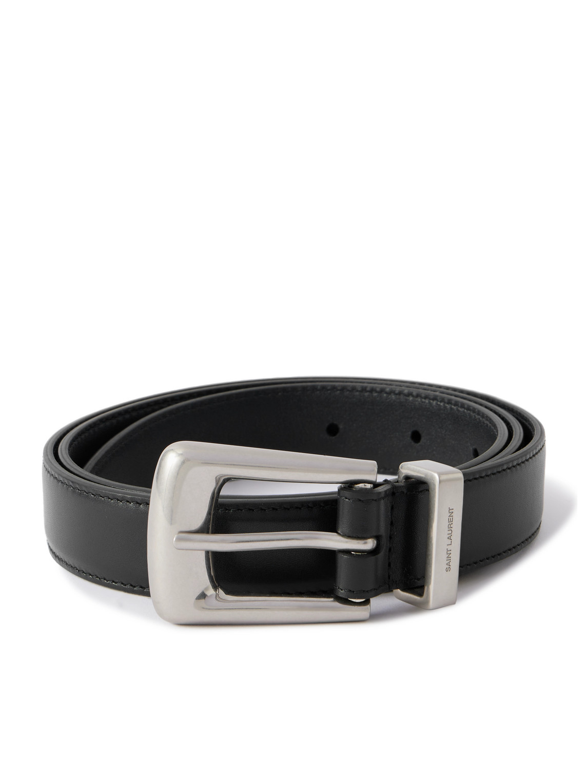 Saint Laurent 2cm Leather Belt In Black